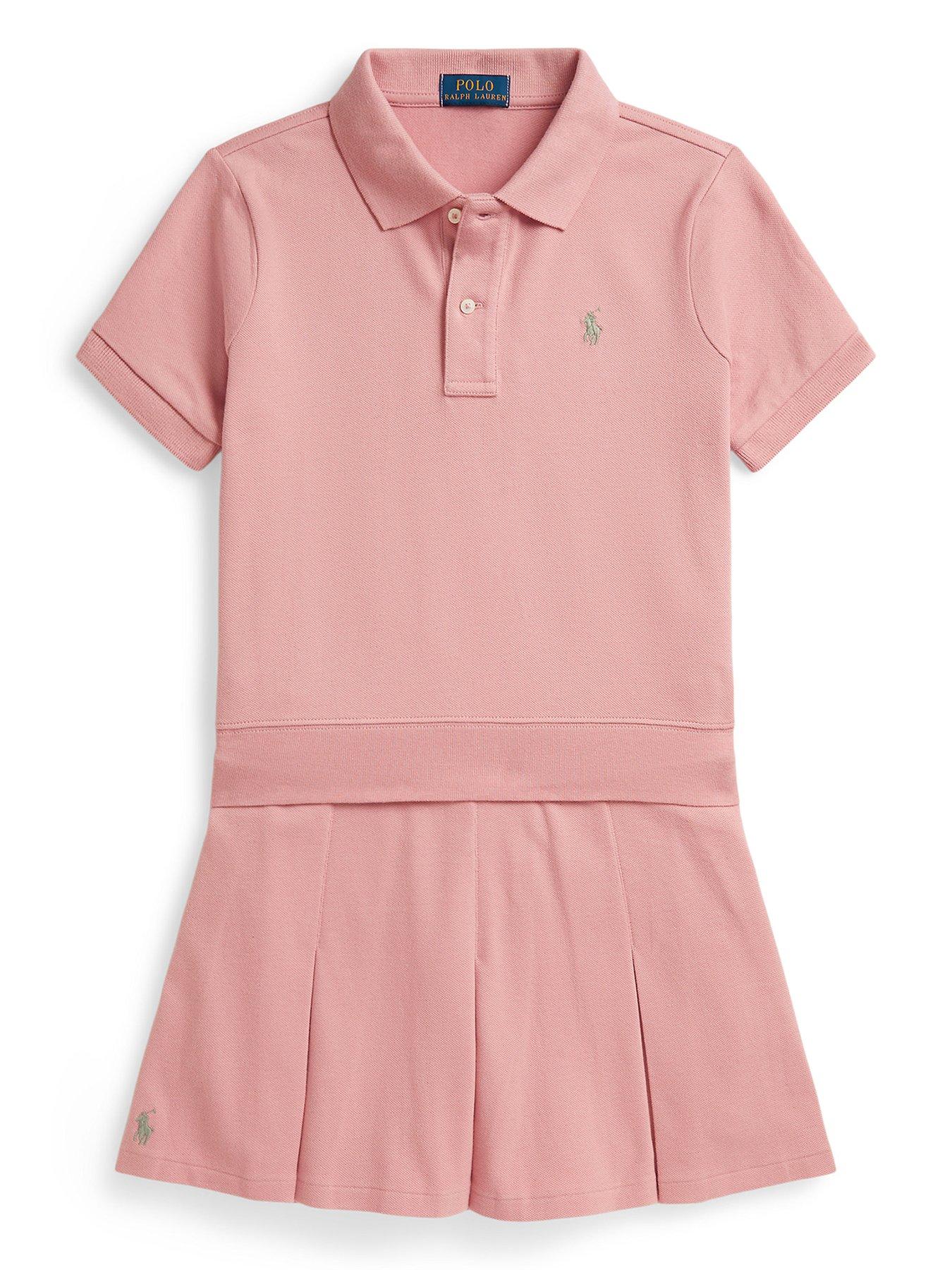 Polo Ralph Lauren Girls Short Sleeve Shirt  &  Skirt Set - Pink
