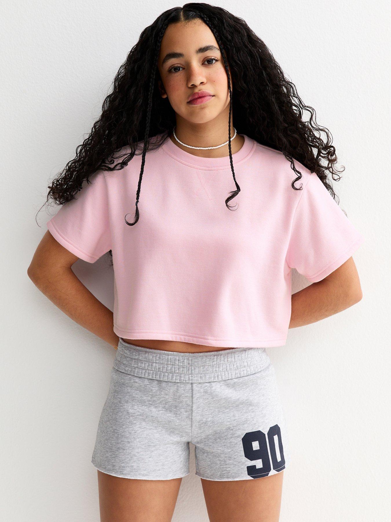 Image 1 of 5 of New Look 915 Girls Short Sleeve Sweatshirt Top - Light Pink