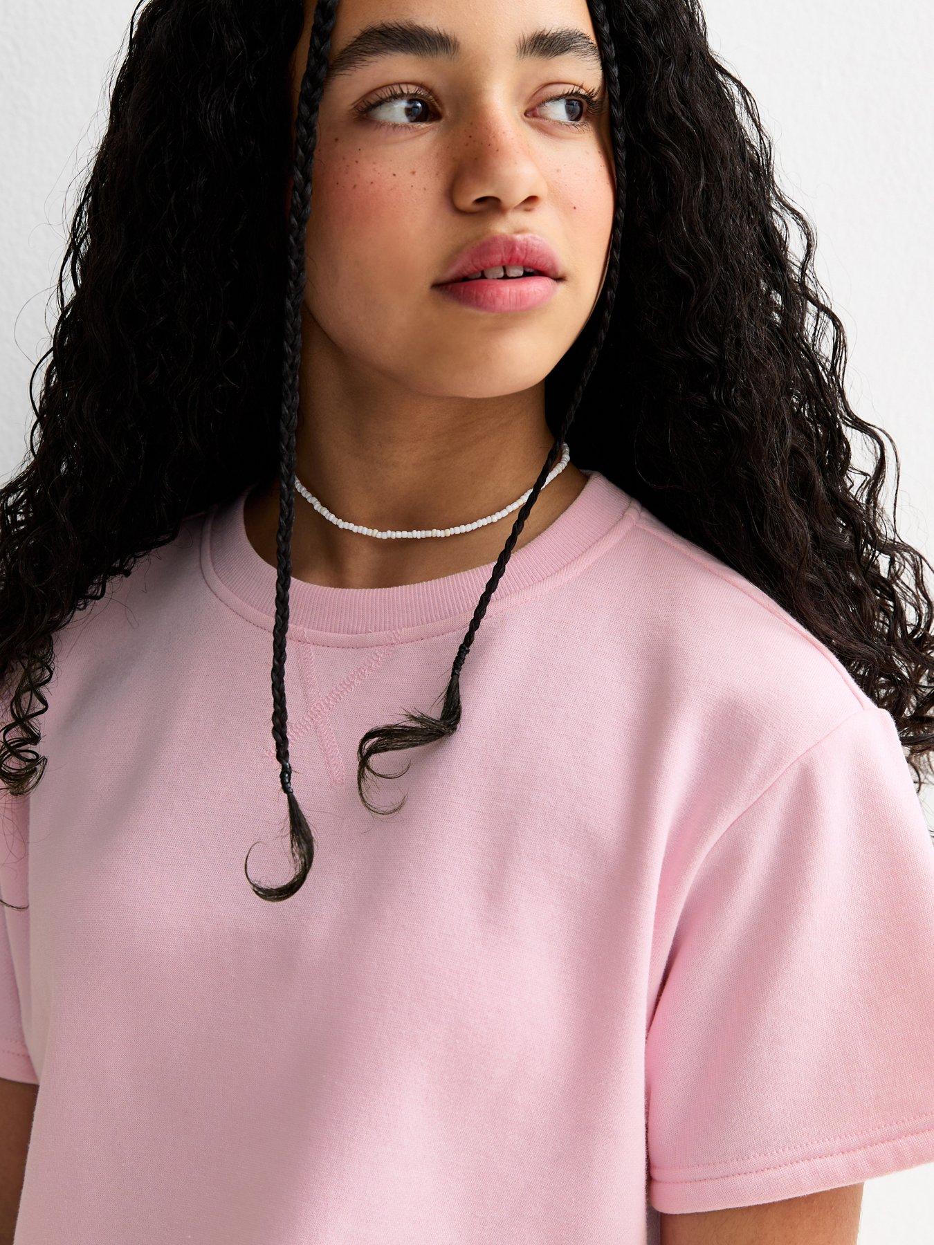 Image 4 of 5 of New Look 915 Girls Short Sleeve Sweatshirt Top - Light Pink