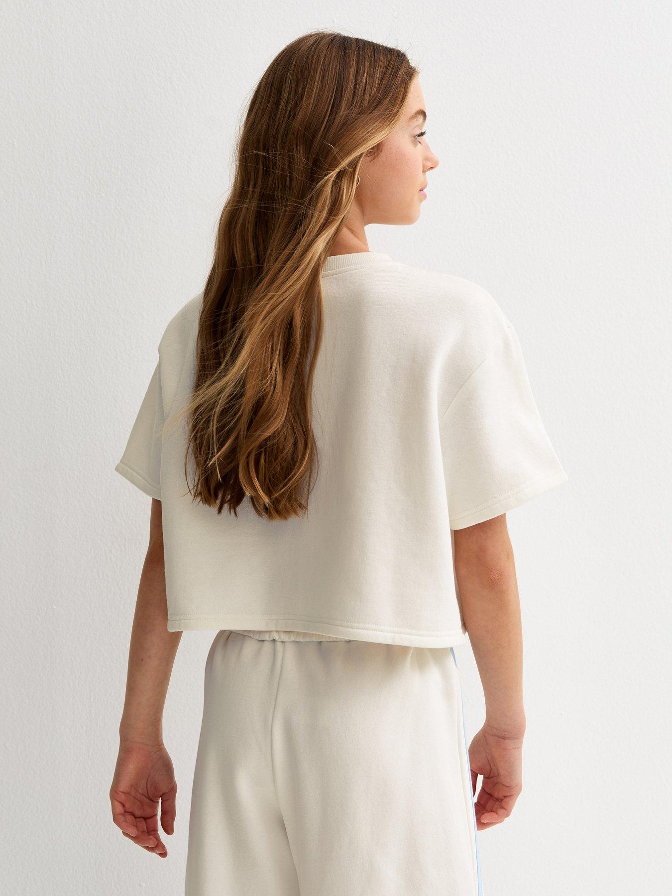 Image 2 of 5 of New Look 915 Girls Short Sleeve Sweatshirt Top - Off White