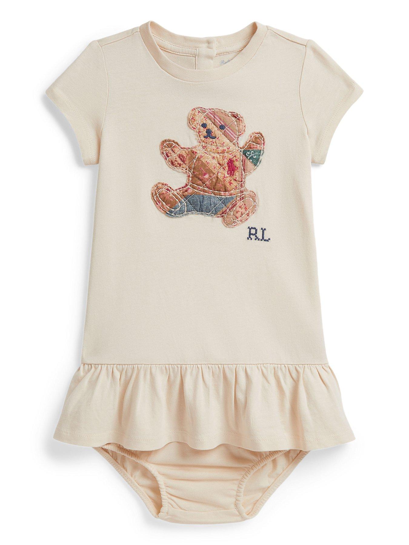 Polo Ralph Lauren Baby Girls Bear Peplum Dress - Cream