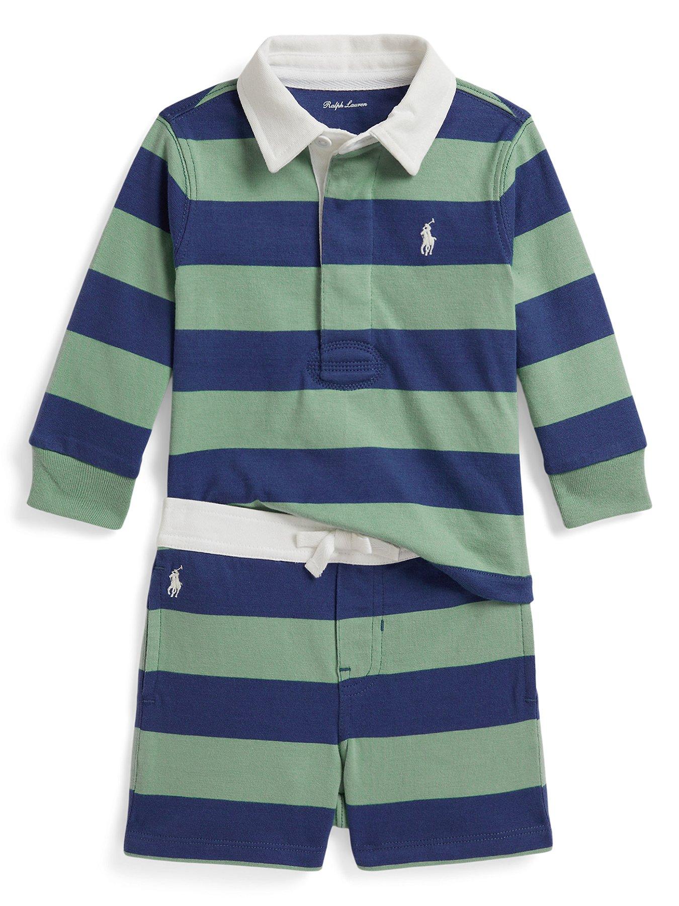 Image 1 of 3 of Polo Ralph Lauren Baby Boys Stripe Long Sleeve &amp; Shorts Set - Multi