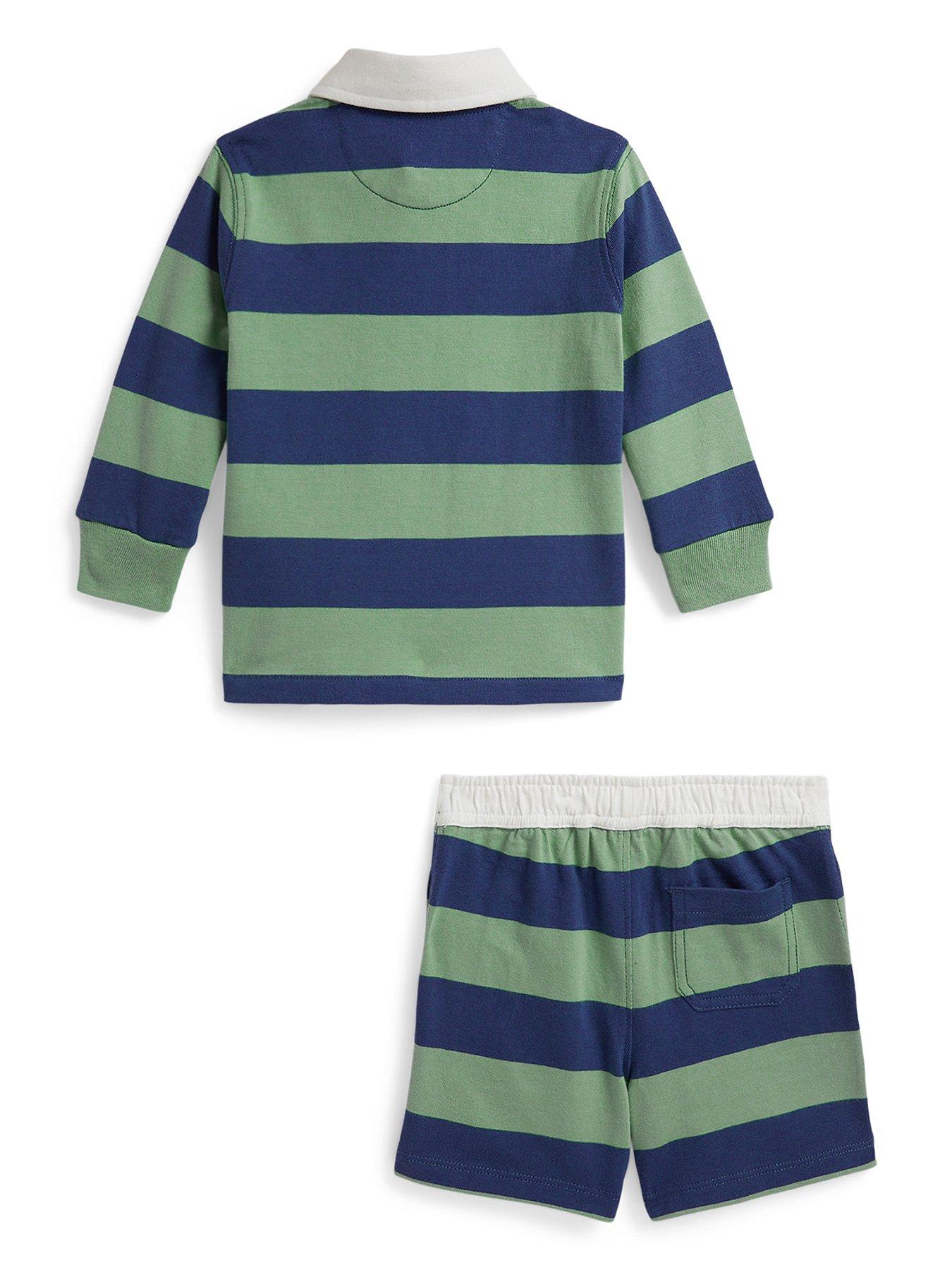 Image 2 of 3 of Polo Ralph Lauren Baby Boys Stripe Long Sleeve &amp; Shorts Set - Multi
