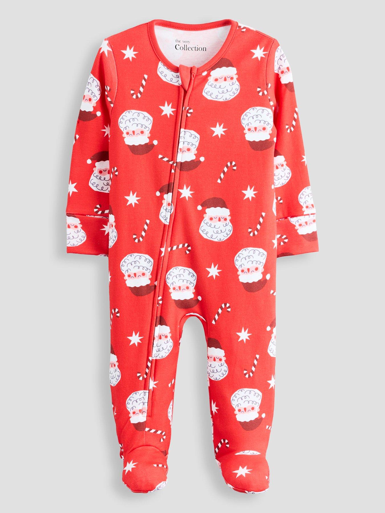 Image 2 of 5 of The Very Collection Boys 2 Pack Santa Print Full Zip Footed Sleepsuits (Newborn - 24 months) - Multi