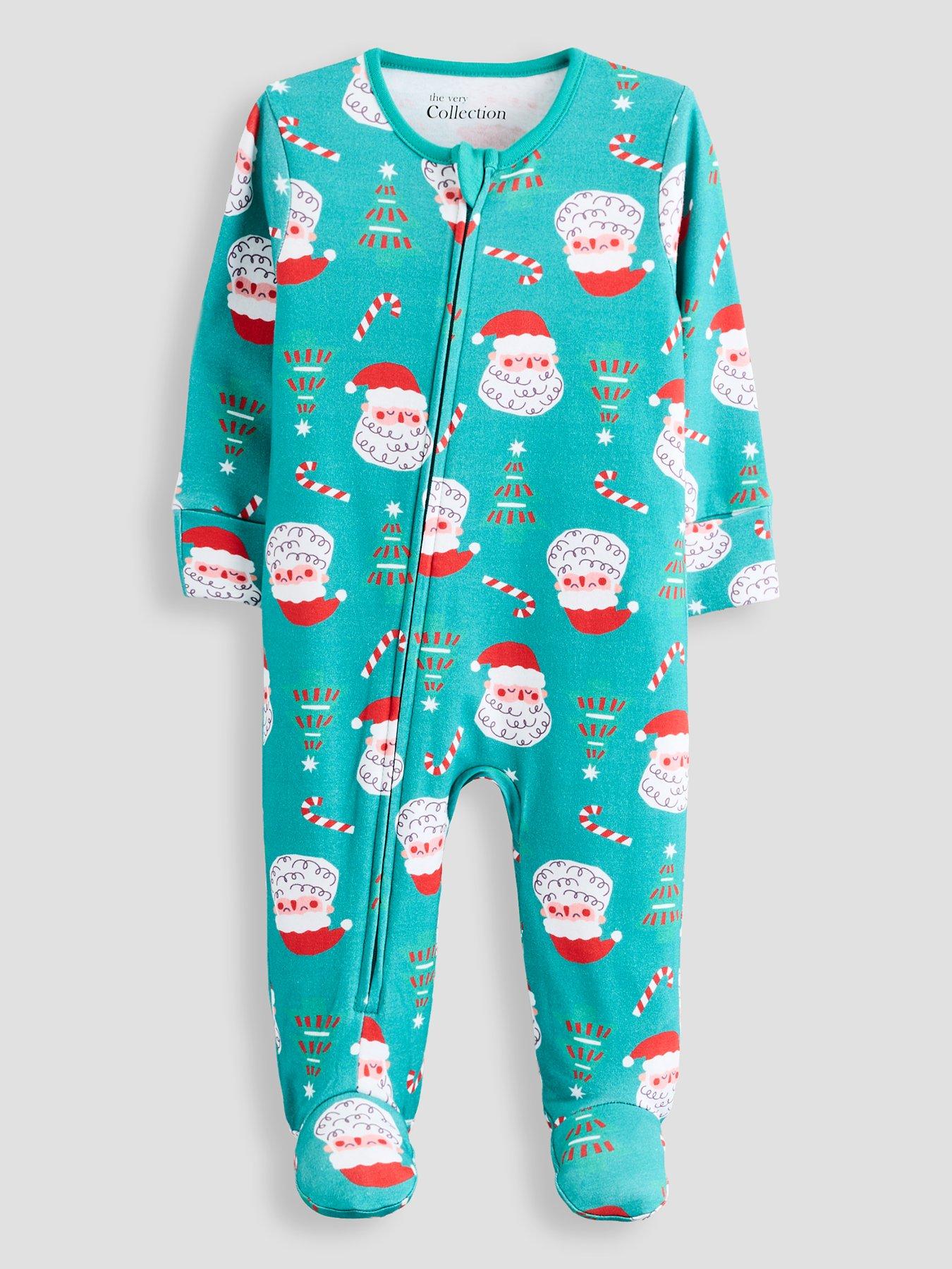 Image 3 of 5 of The Very Collection Boys 2 Pack Santa Print Full Zip Footed Sleepsuits (Newborn - 24 months) - Multi