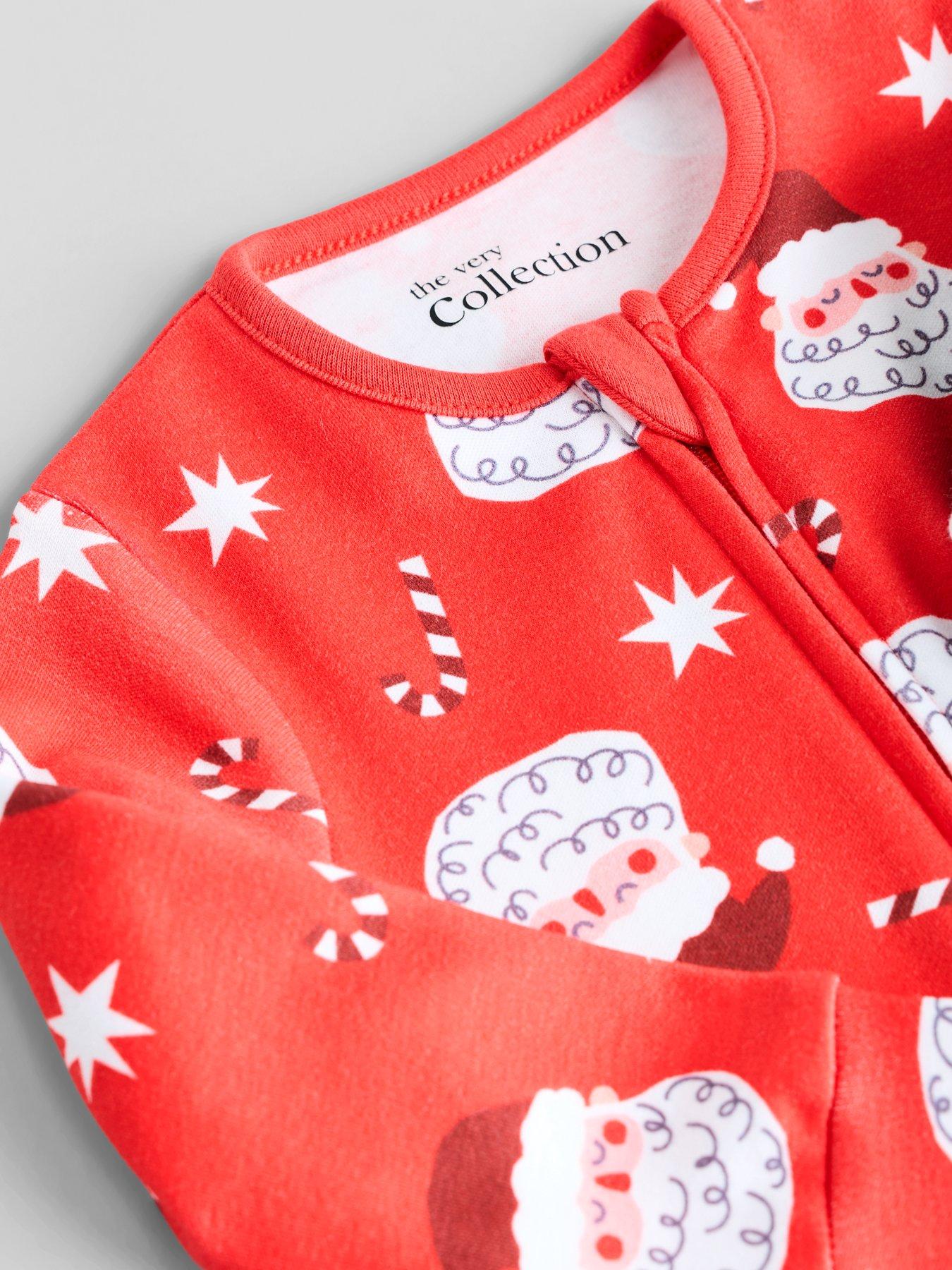Image 5 of 5 of The Very Collection Boys 2 Pack Santa Print Full Zip Footed Sleepsuits (Newborn - 24 months) - Multi