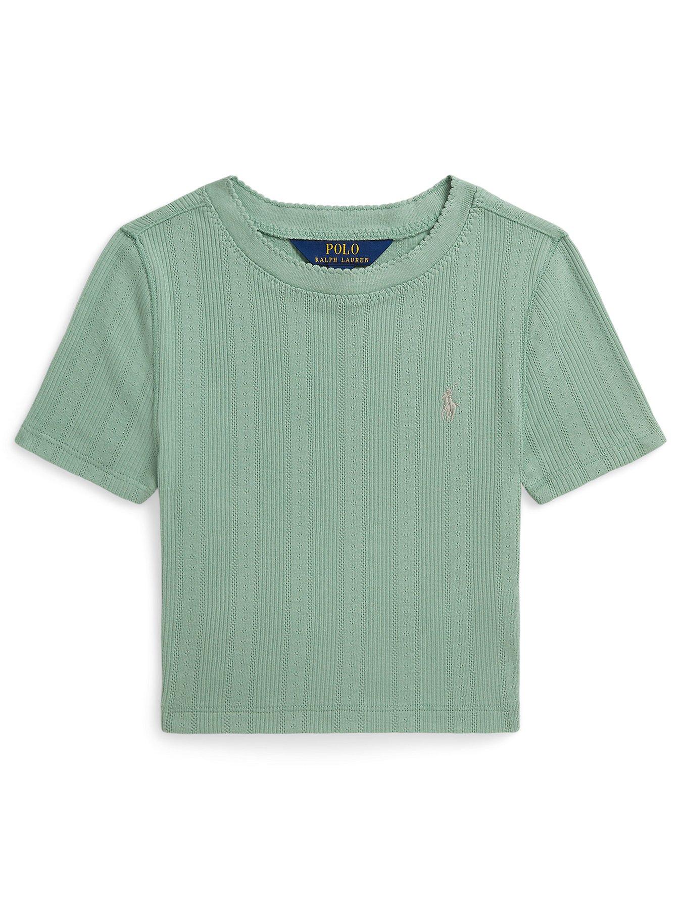 Image 1 of 2 of Polo Ralph Lauren Girls Short Sleeve Crop T-Shirt - Light Green