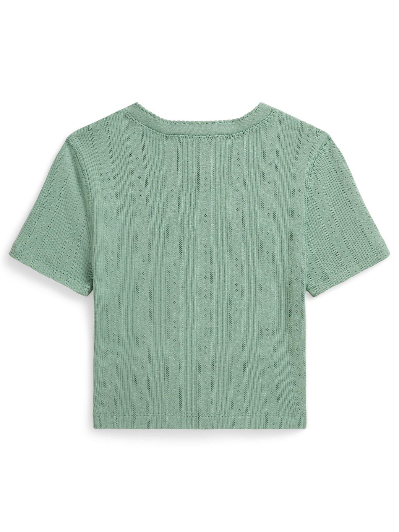 Image 2 of 2 of Polo Ralph Lauren Girls Short Sleeve Crop T-Shirt - Light Green