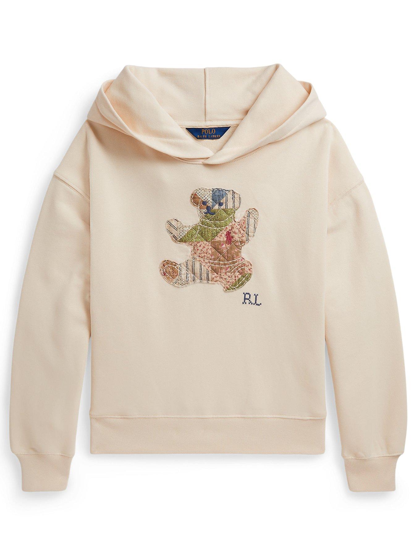 Image 1 of 2 of Polo Ralph Lauren Girls Bear Hoodie - Cream