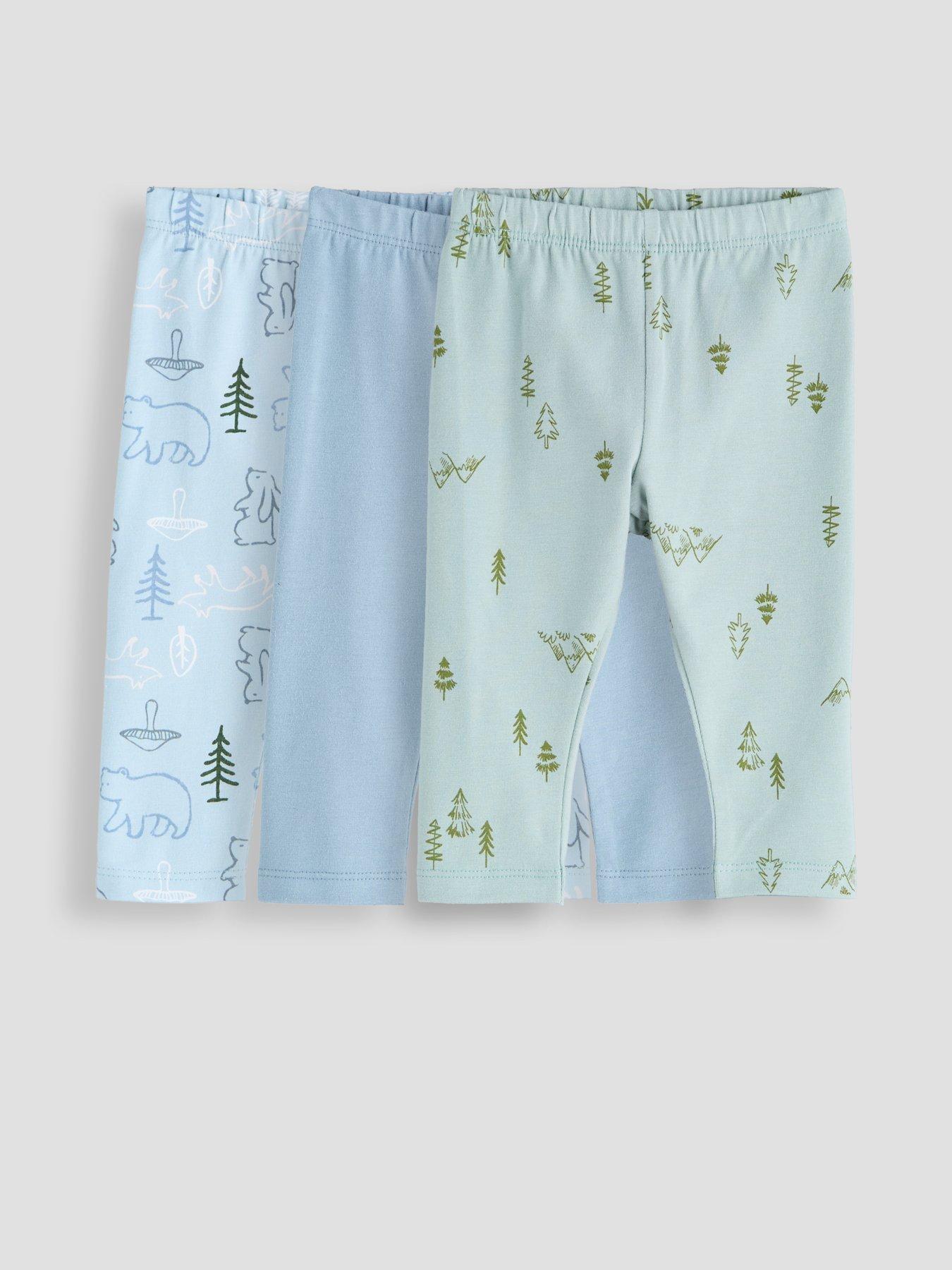 Image 1 of 5 of The Very Collection Baby Boys 3 Pack Woodland Printed Leggings - Blue