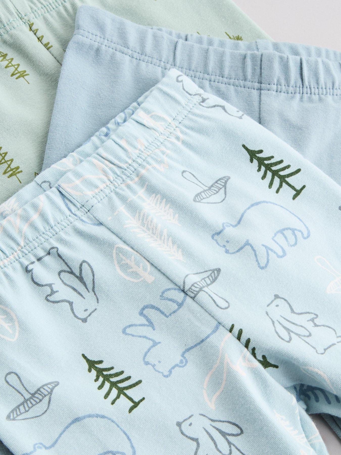 Image 4 of 5 of The Very Collection Baby Boys 3 Pack Woodland Printed Leggings - Blue