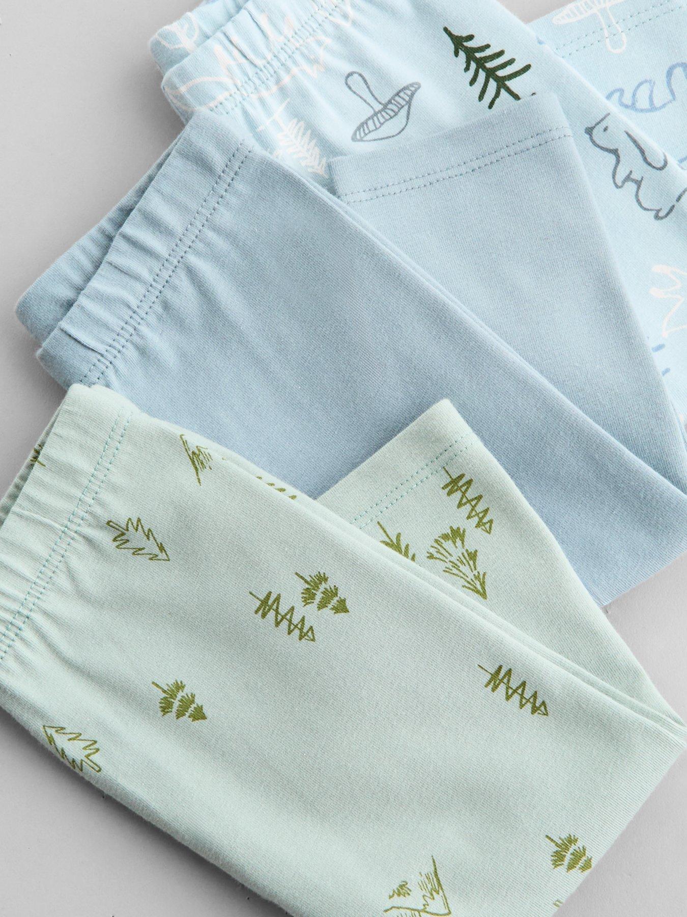 Image 5 of 5 of The Very Collection Baby Boys 3 Pack Woodland Printed Leggings - Blue