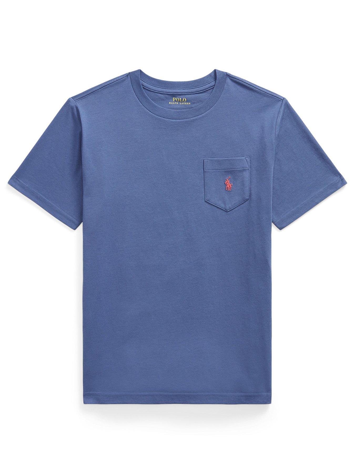 Image 1 of 2 of Polo Ralph Lauren Boys Short Sleeve Pocket Detail T-Shirt - Blue