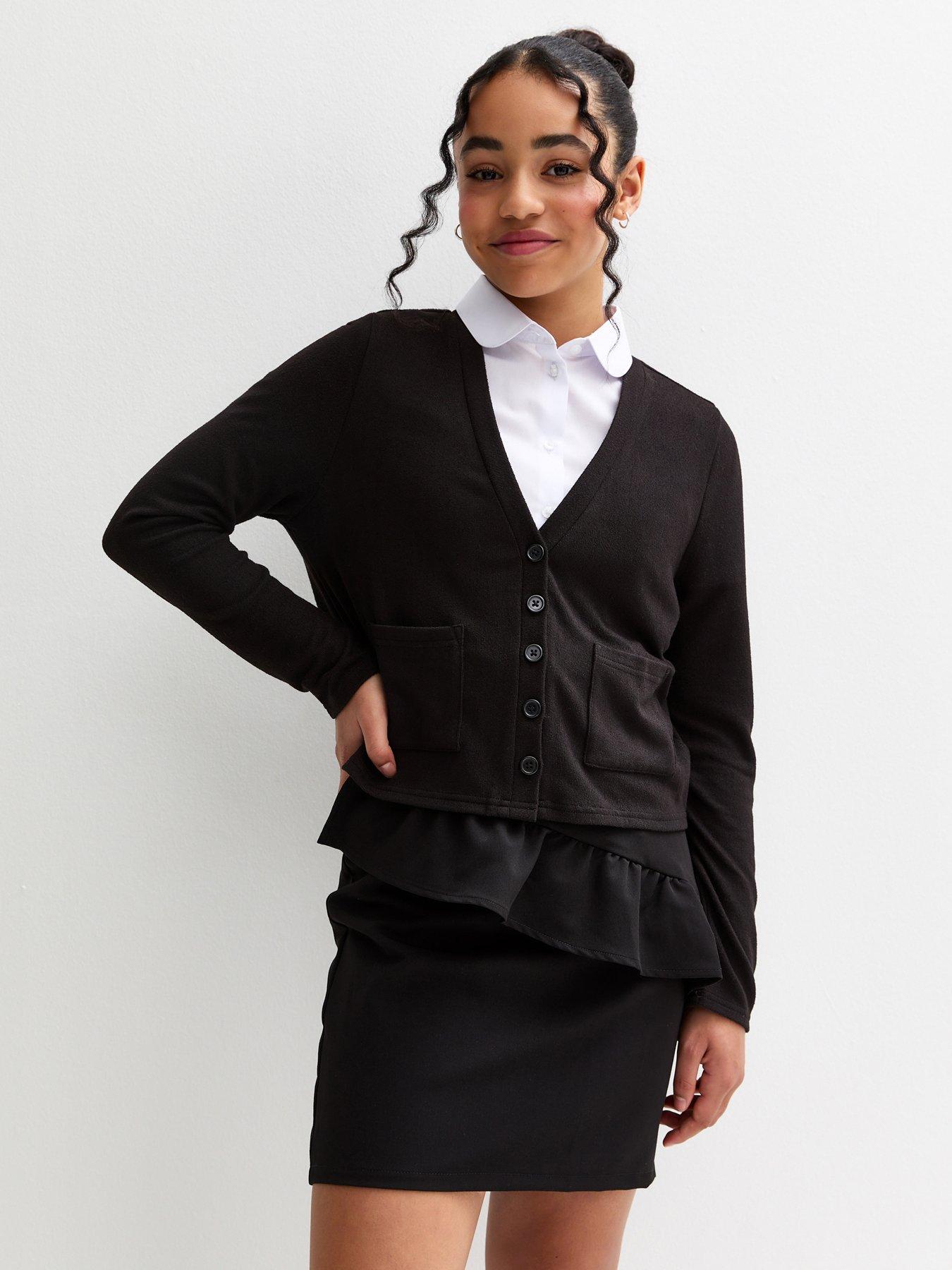 New Look 915 Girls Black Knit School Cardigan