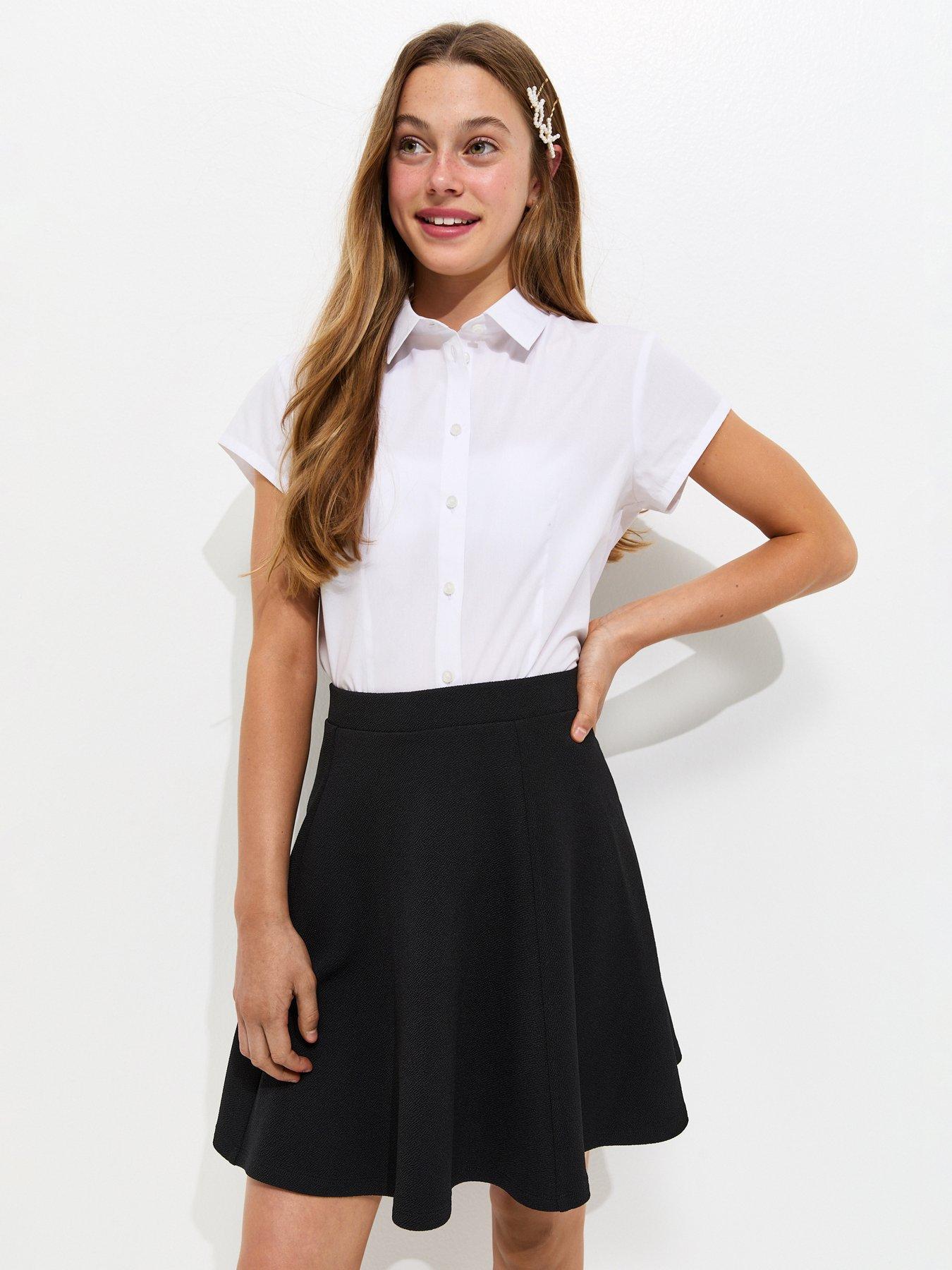 New Look 915 Girls Black Flared Skater School Skirt