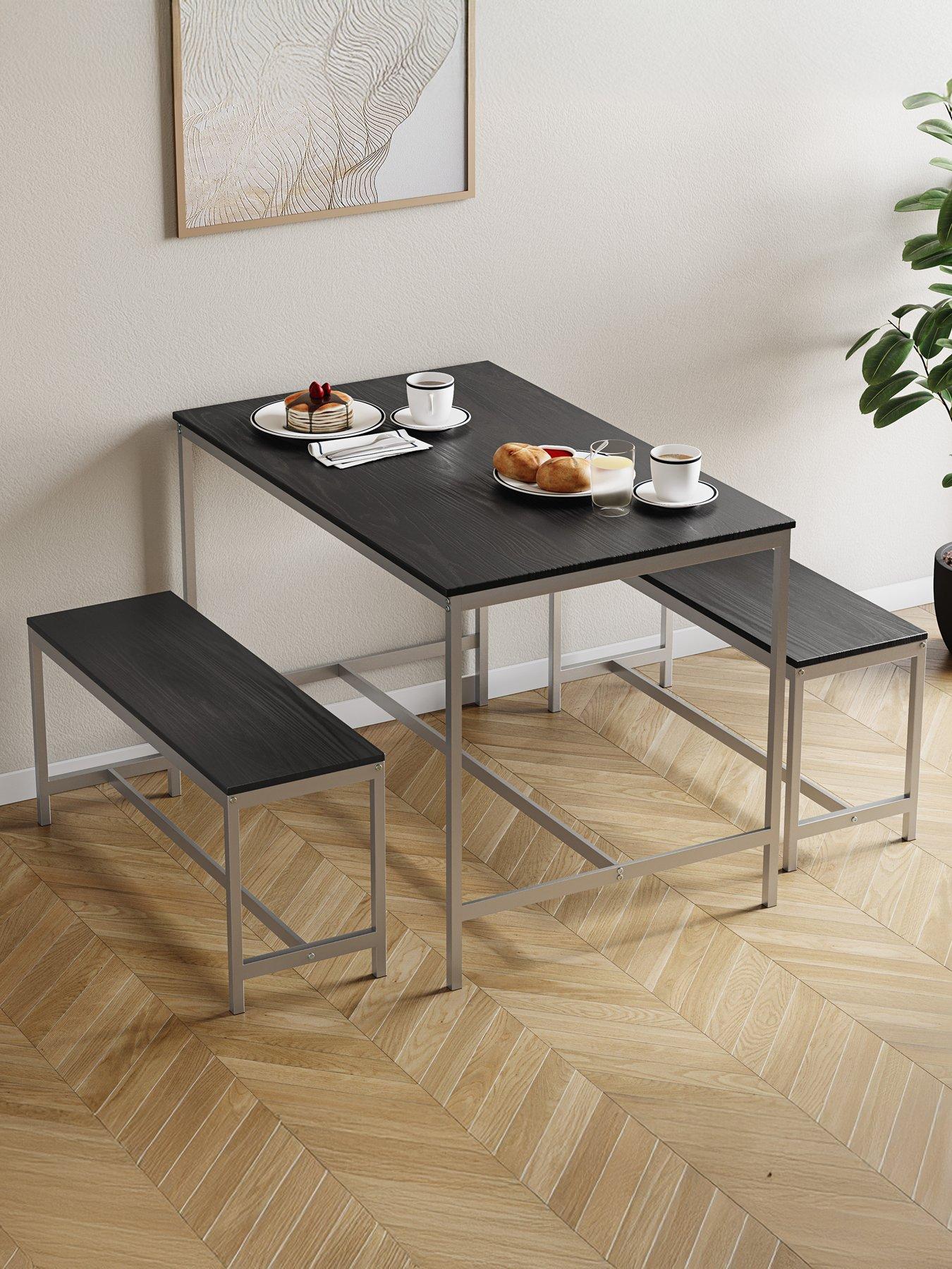 Vida Designs Roslyn 4 Seater Dining Table With Bench Set In Black