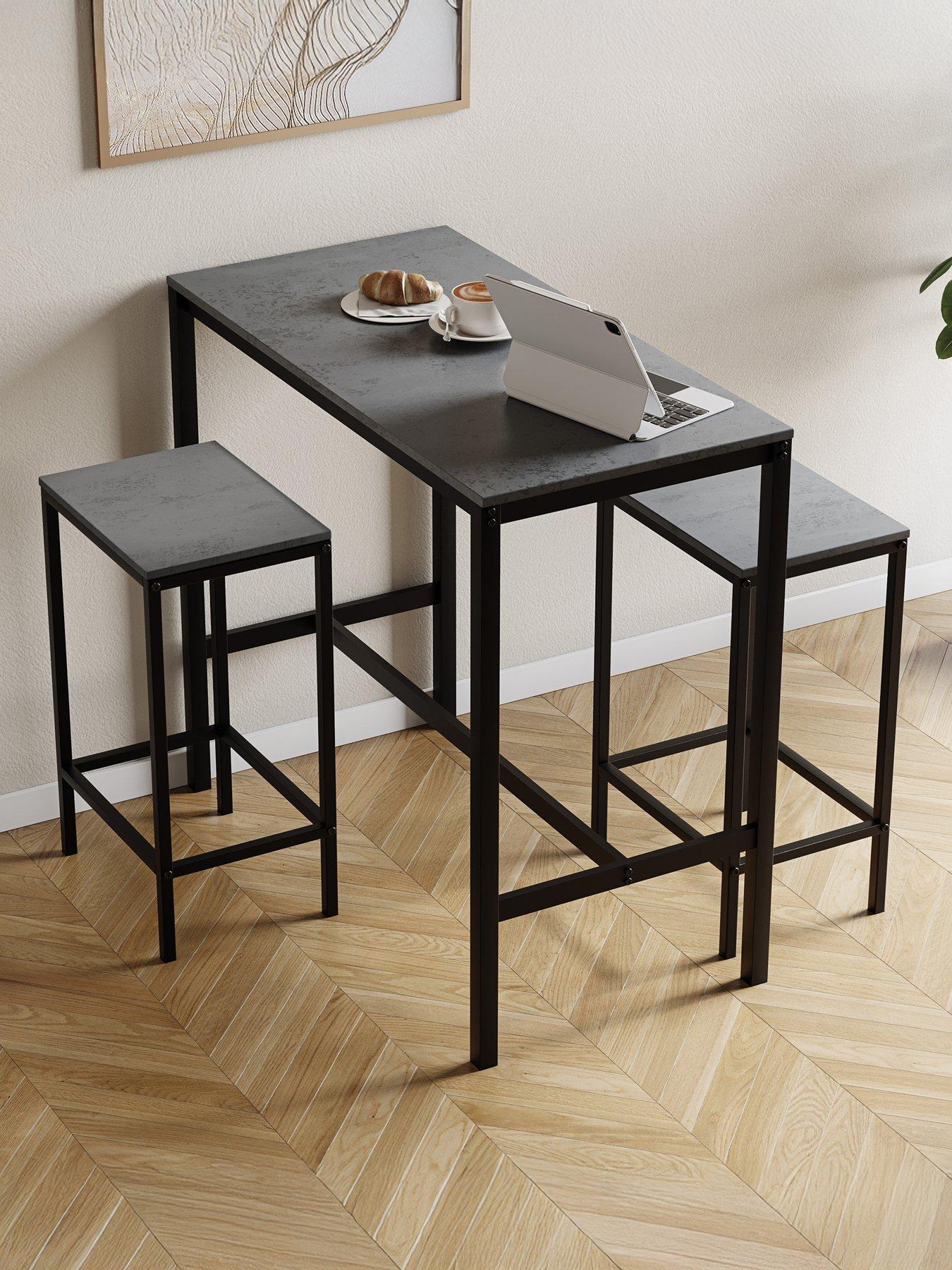 Image 1 of 7 of Vida Designs Roslyn 2 Seater Bar Table Set In Concrete Grey