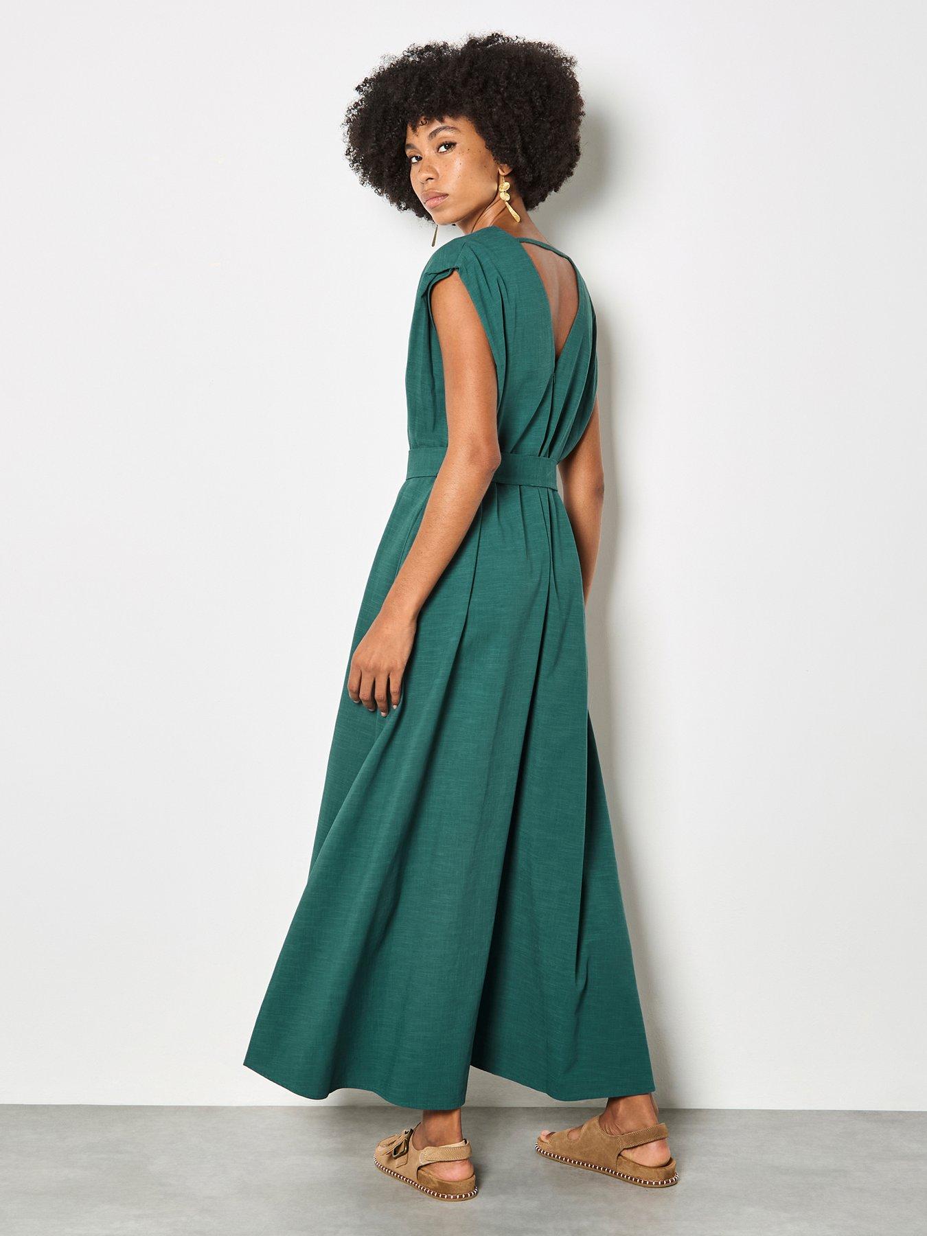 Image 2 of 4 of Apricot Wide Leg V-neck Belted Jumpsuit