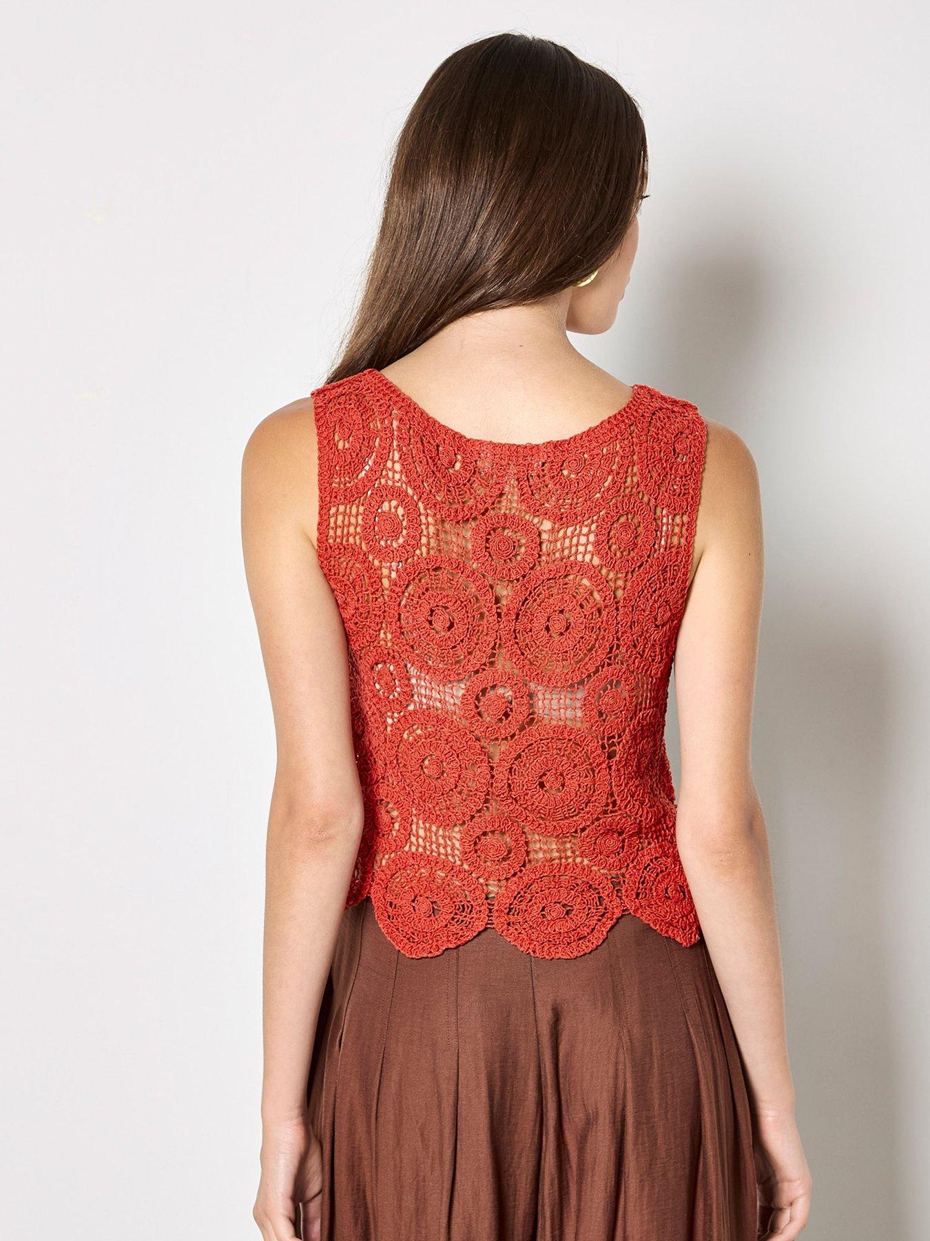 Image 2 of 5 of Apricot Apricot Circles Crochet Shell Top