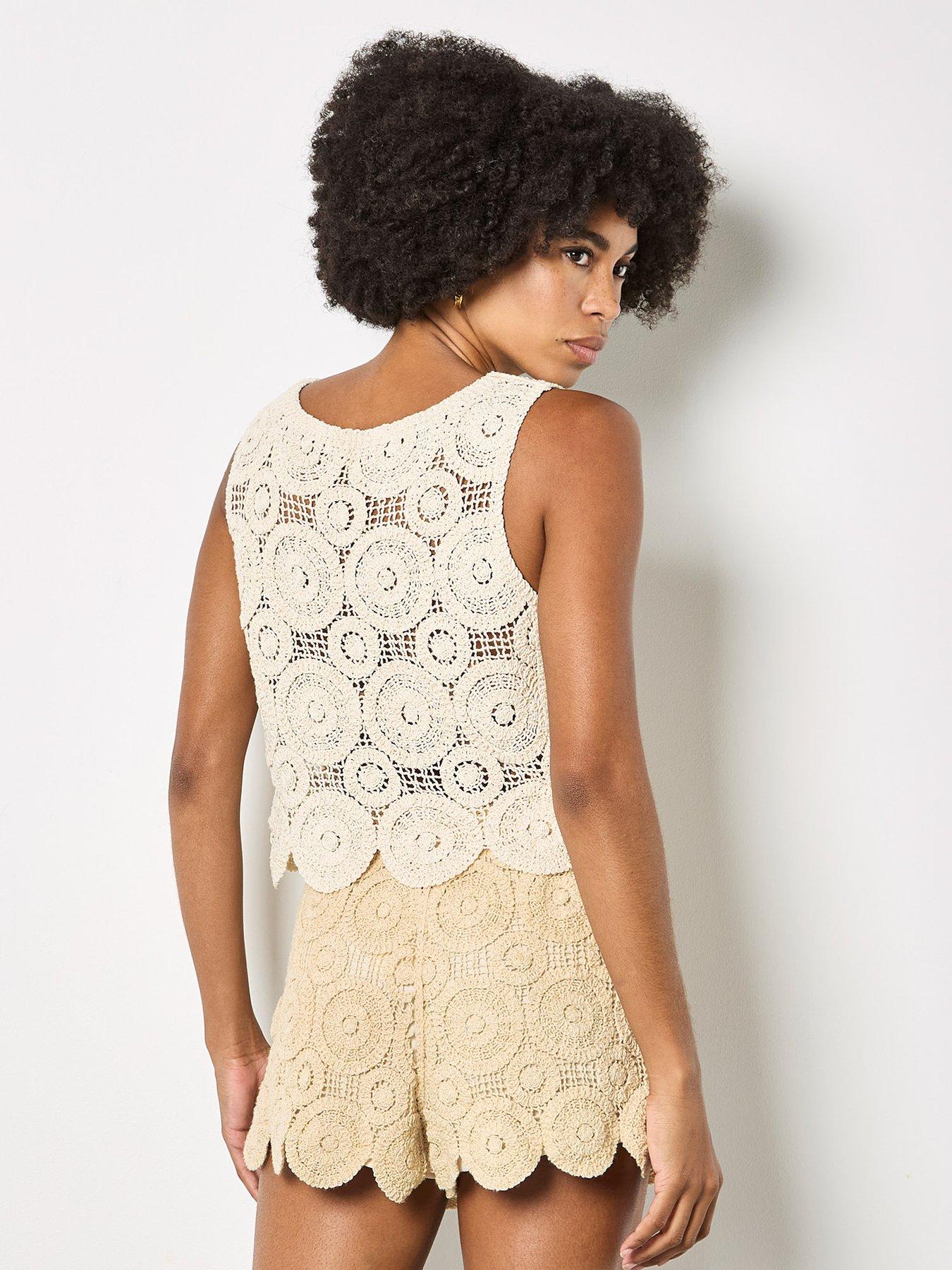 Image 2 of 5 of Apricot Circles Crochet Shell Top