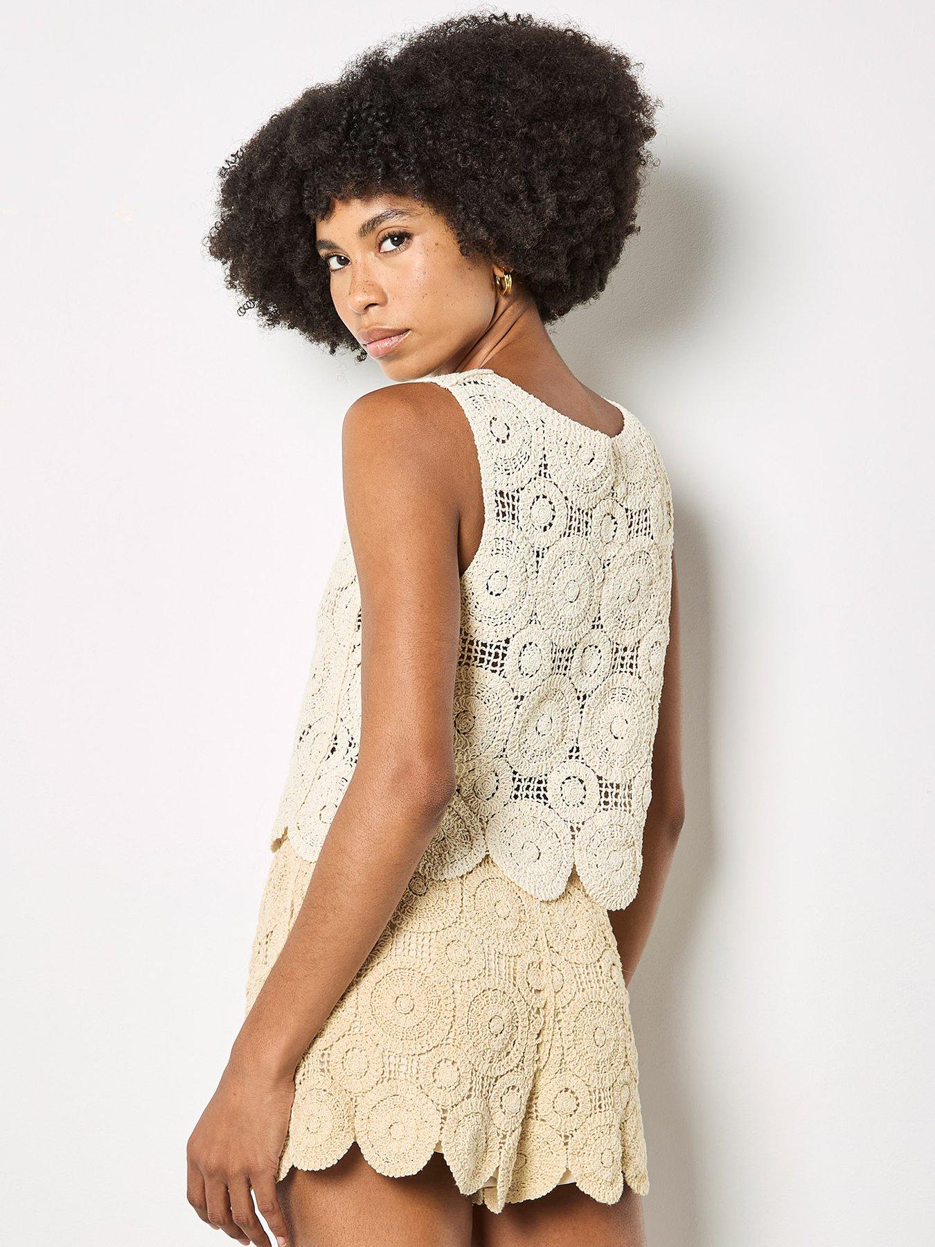 Image 5 of 5 of Apricot Circles Crochet Shell Top