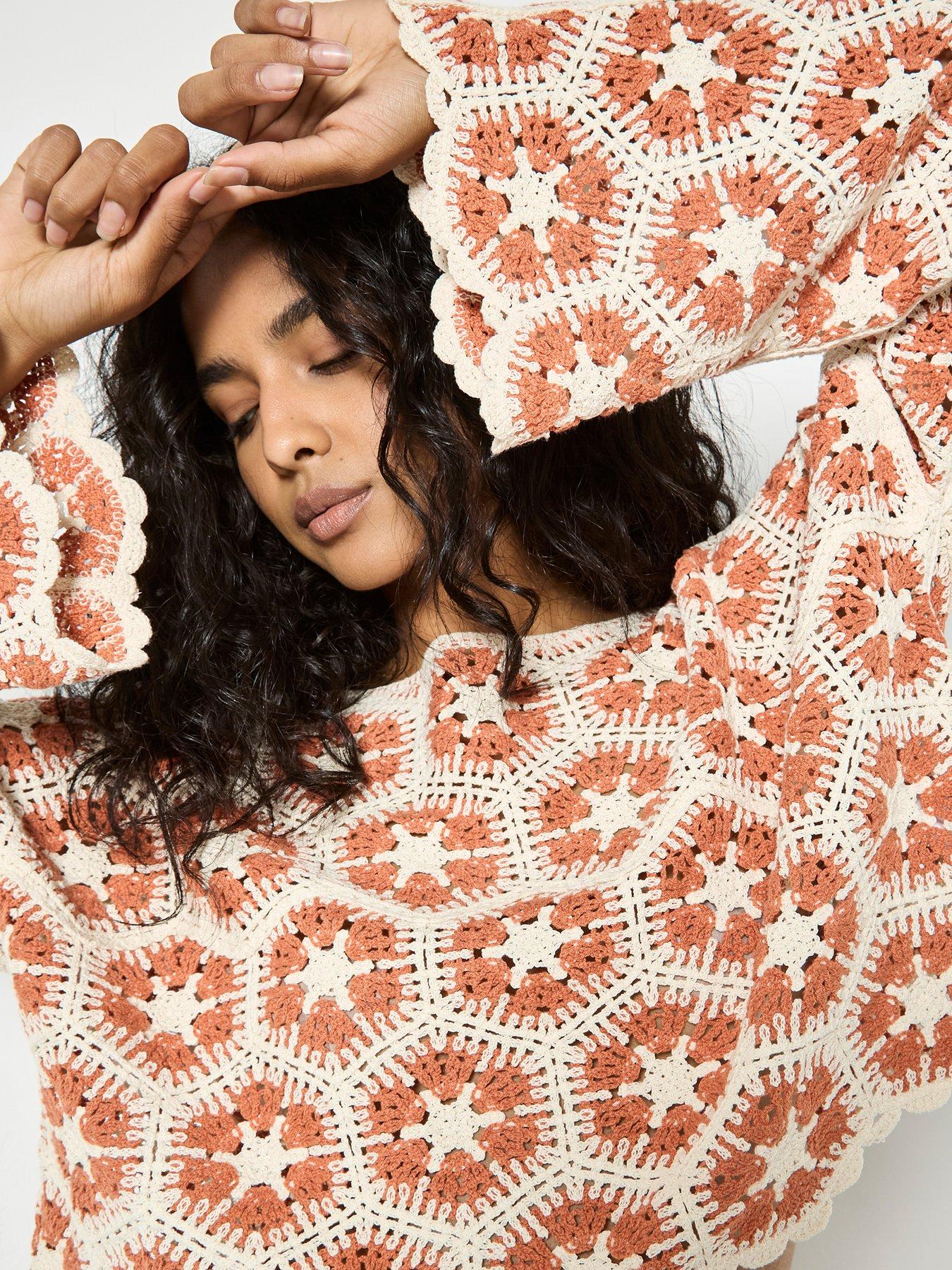 Image 4 of 4 of Apricot Apricot Crochet Hexagons Top