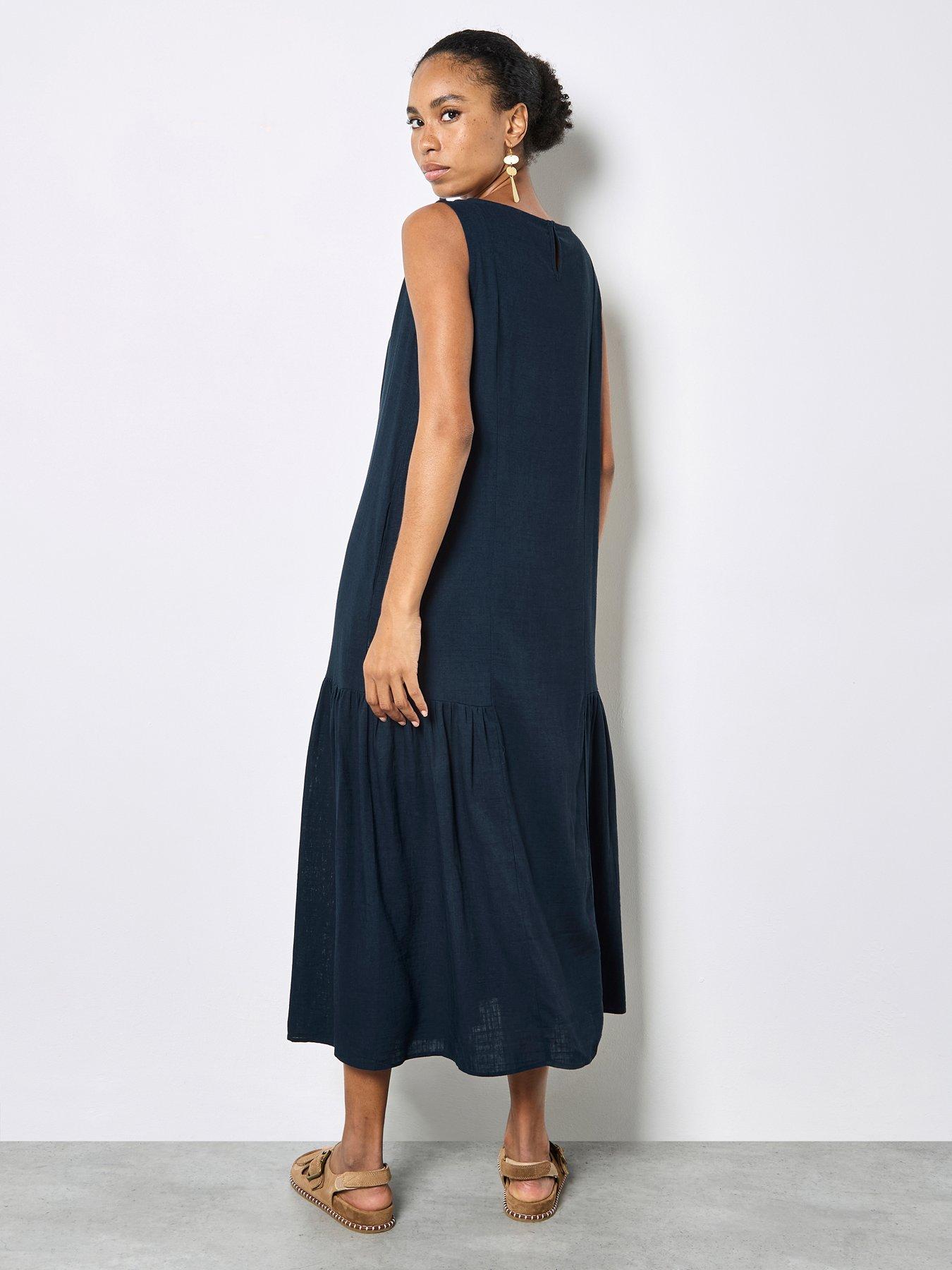 Image 2 of 4 of Apricot Apricot Linen Mix Side Panel Trapeze Dre