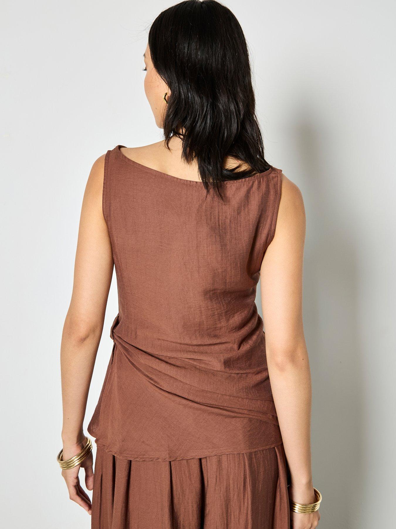 Image 2 of 4 of Apricot Apricot Side Knot Slash Neck Top