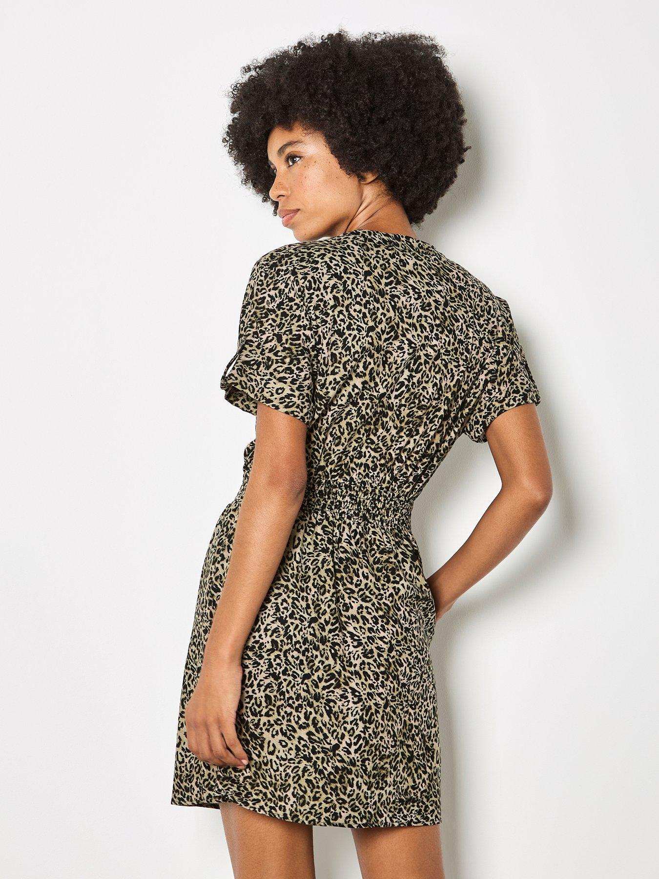 apricot-zip-front-animal-utility-dress-green-very