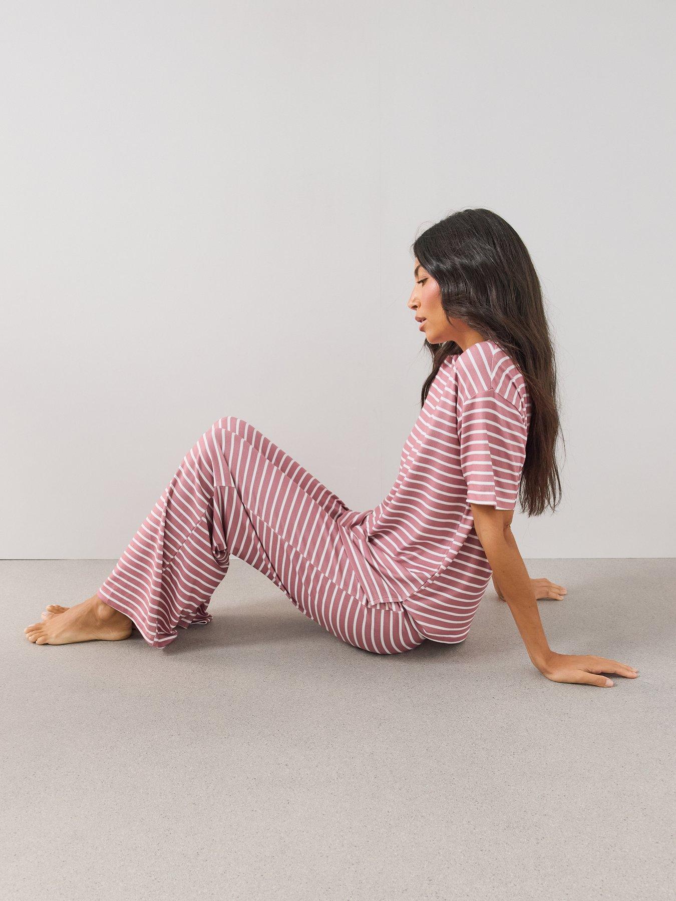Image 3 of 6 of The Very Collection Soft Touch Rib Striped Pyjama Set - Pink/White