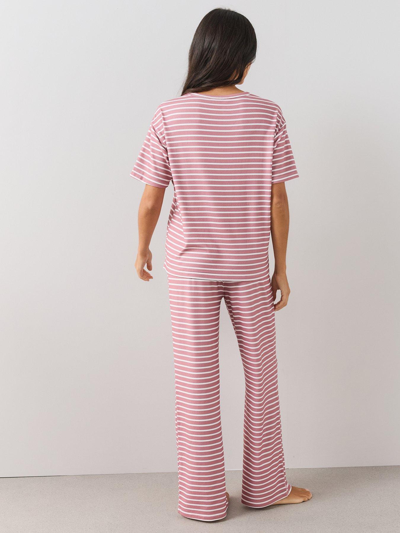 Image 5 of 6 of The Very Collection Soft Touch Rib Striped Pyjama Set - Pink/White