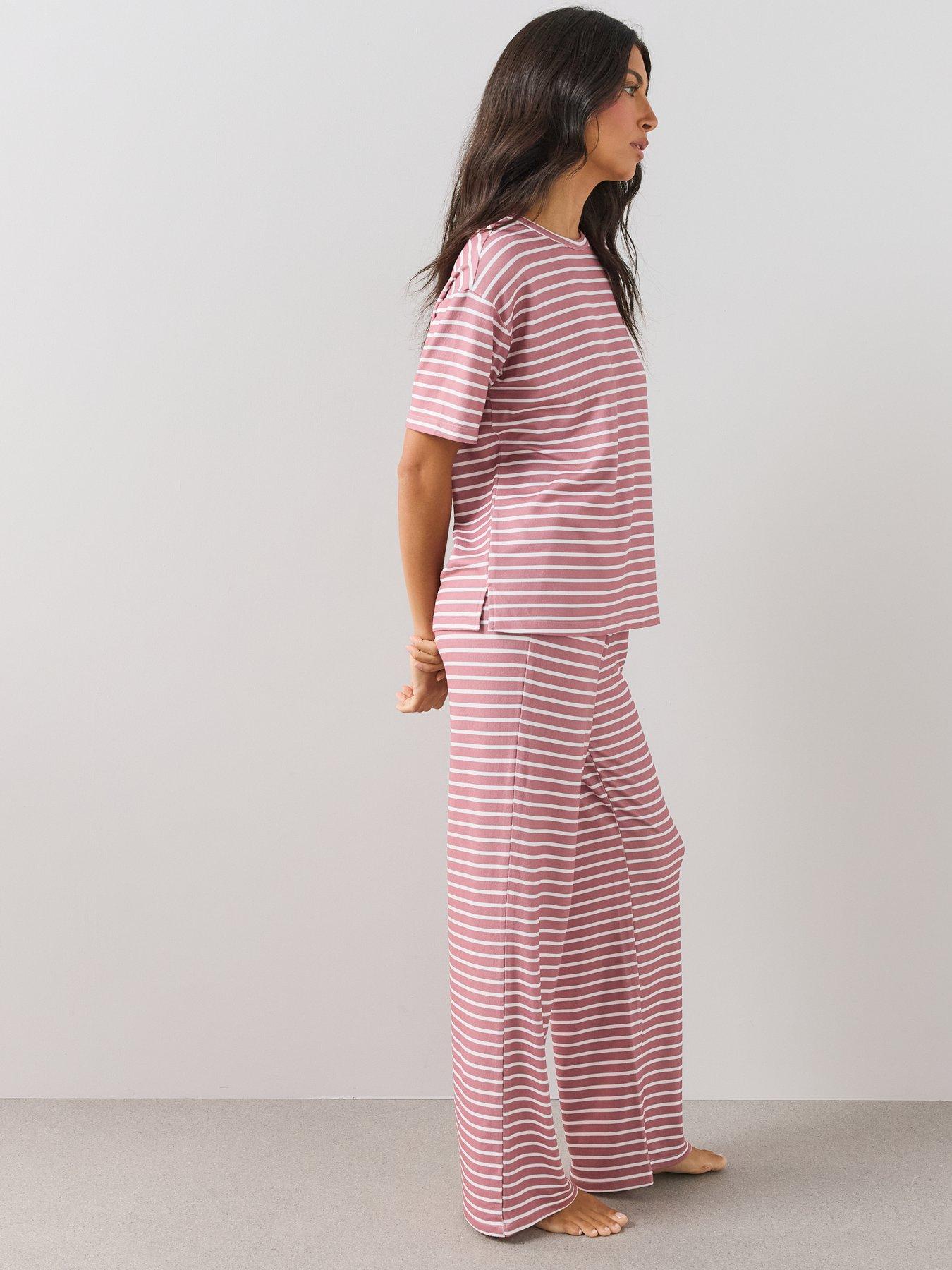 Image 6 of 6 of The Very Collection Soft Touch Rib Striped Pyjama Set - Pink/White