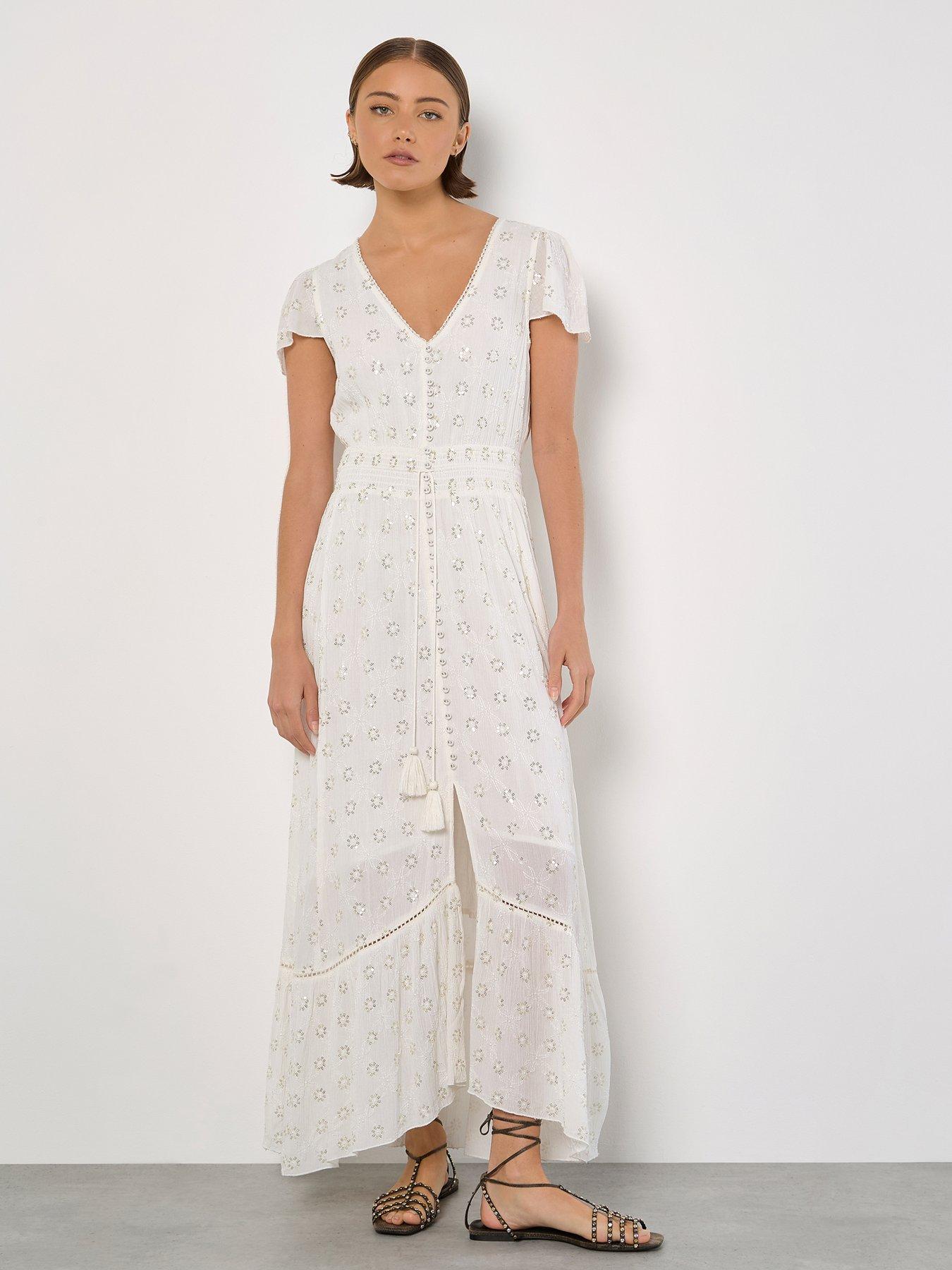 Image 1 of 5 of Apricot Embroidery Sequin Dress