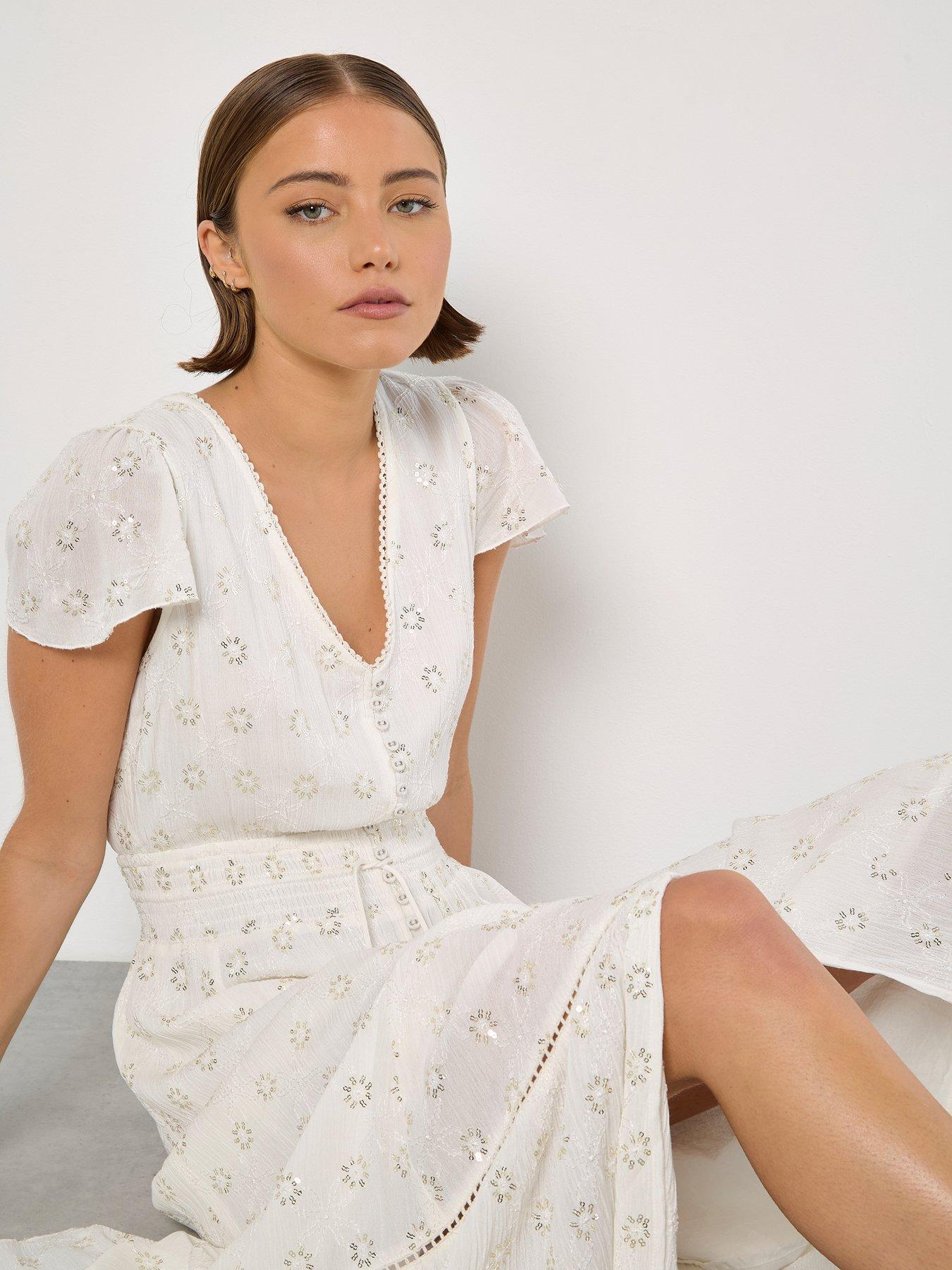Image 5 of 5 of Apricot Embroidery Sequin Dress