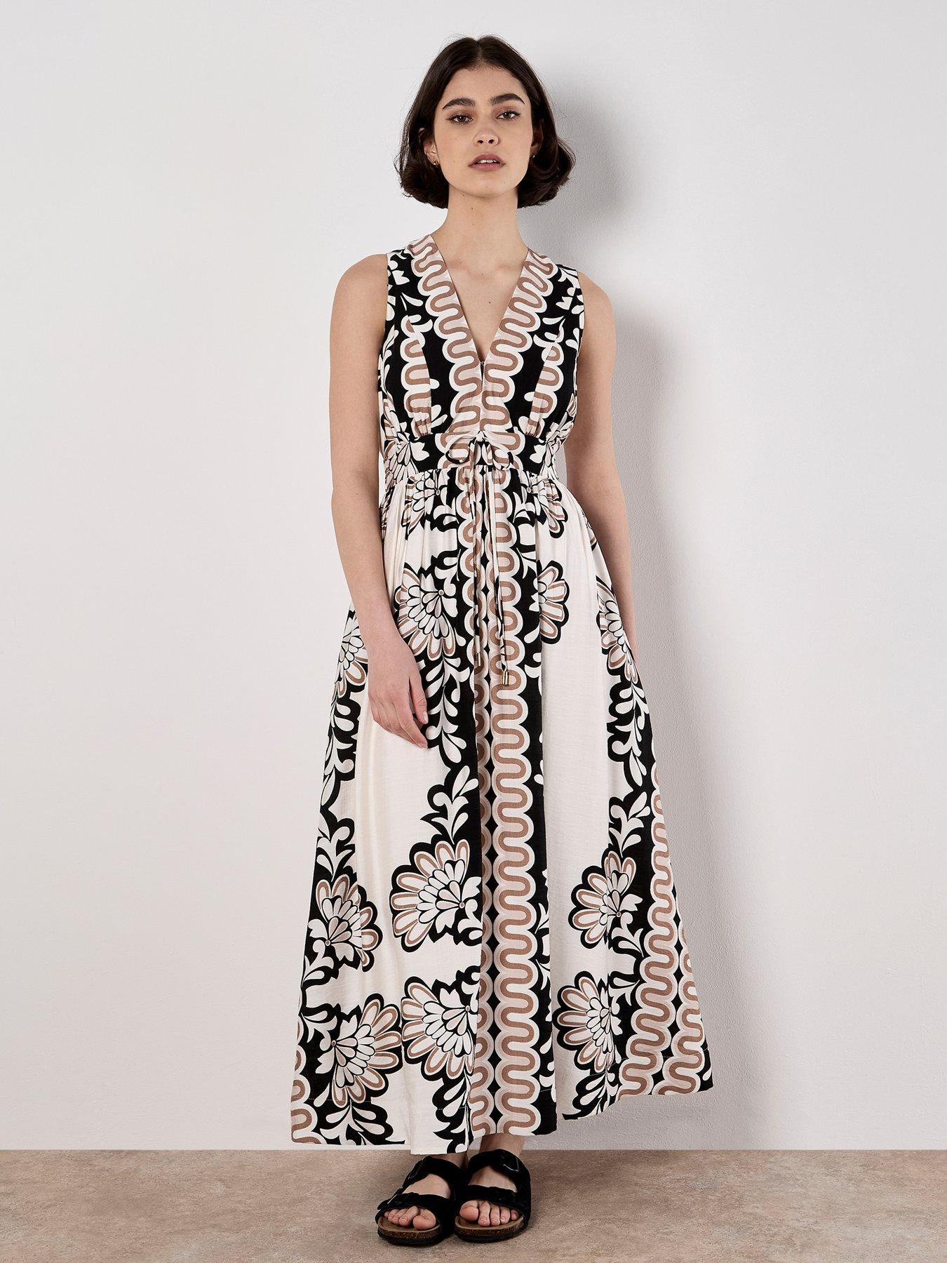 Apricot Mirror Floral V/nk Sleeveless Dr