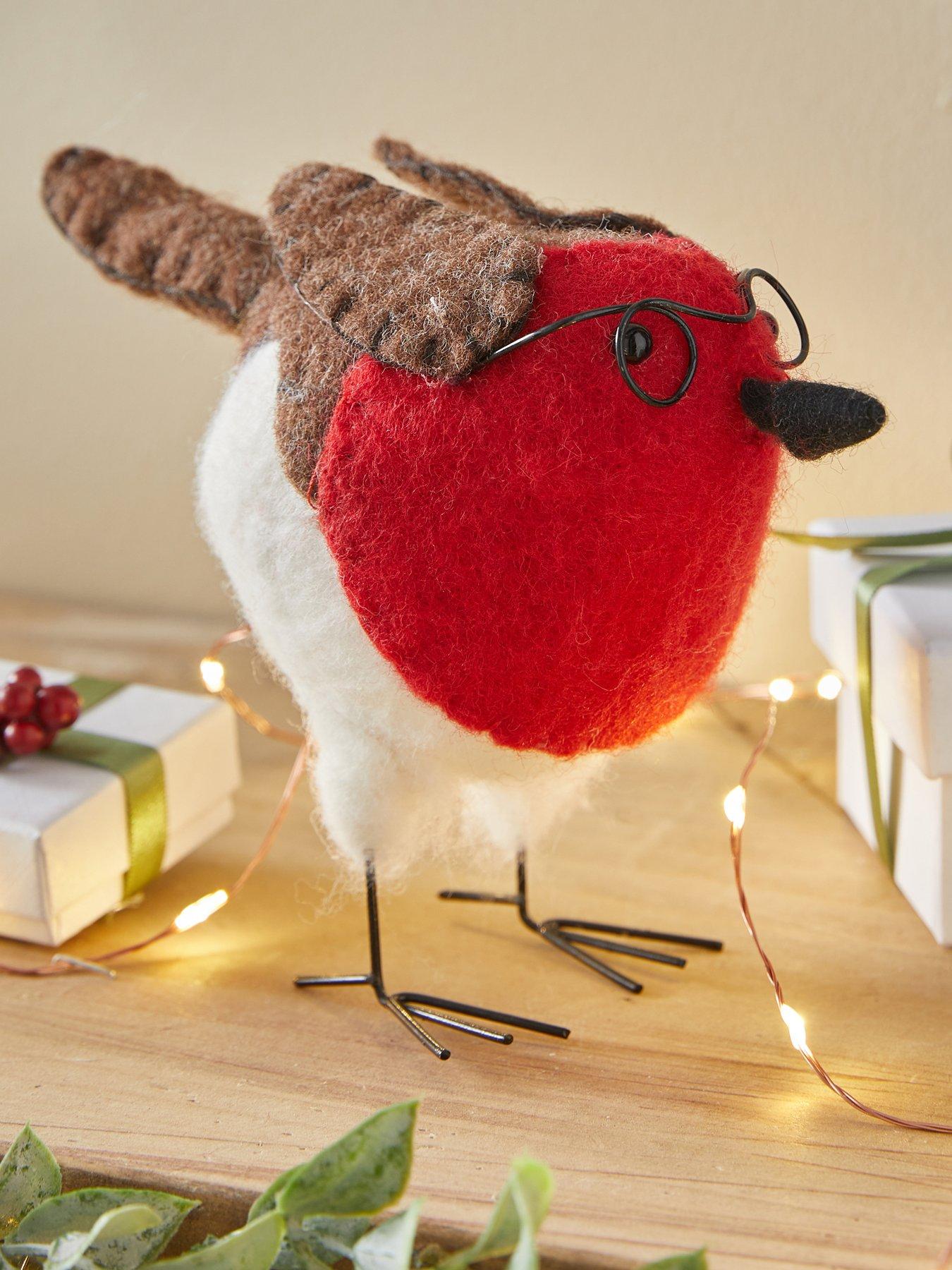 Heaven Sends Red Robin with Glasses Christmas Decoration