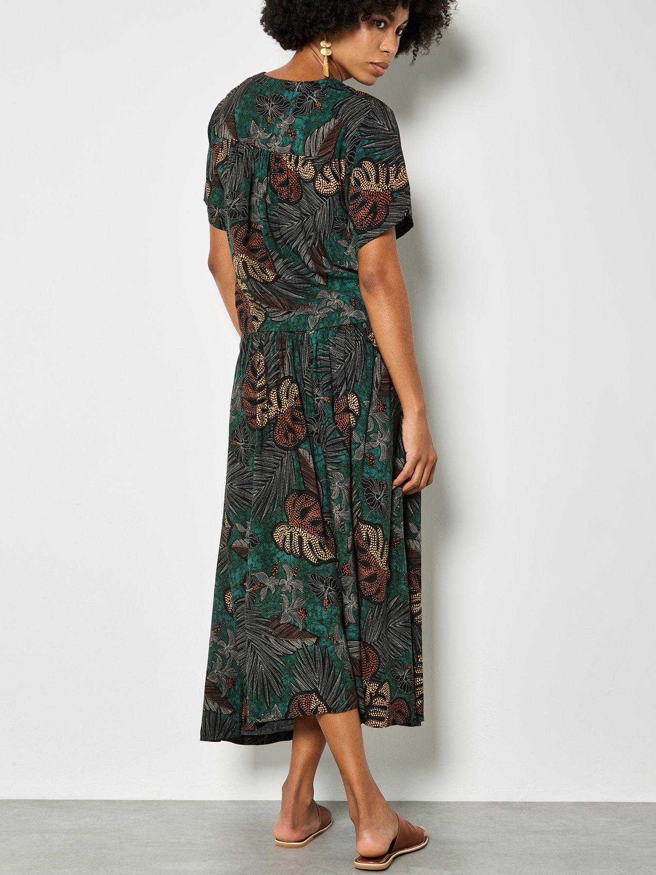 Image 2 of 5 of Apricot Palm Print Maxi Skirt