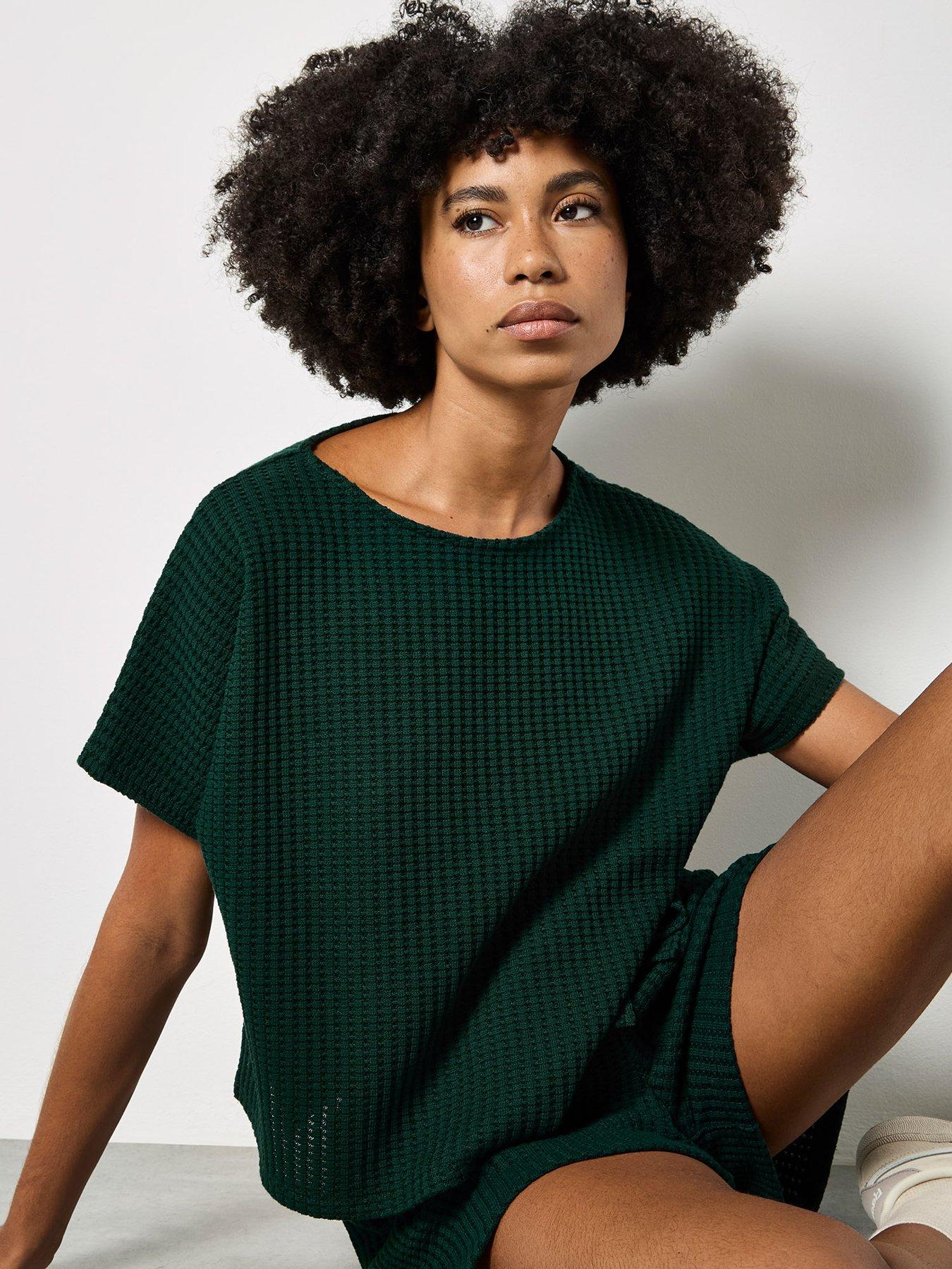 Image 4 of 5 of Apricot Dry Waffle Body Grown On Sleeve Tee