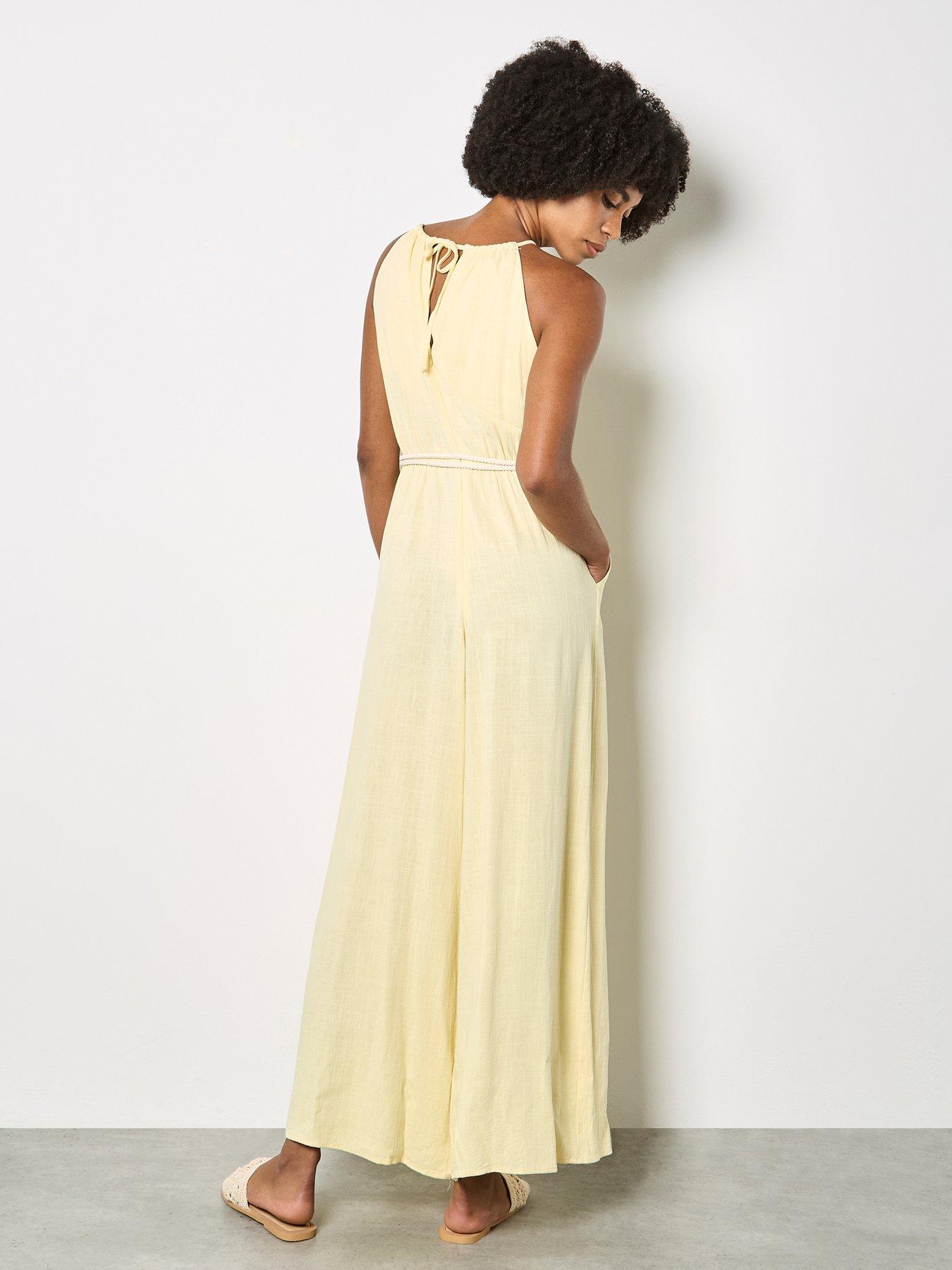 Image 2 of 4 of Apricot Halter Neck Rope Belt Jumpsuit