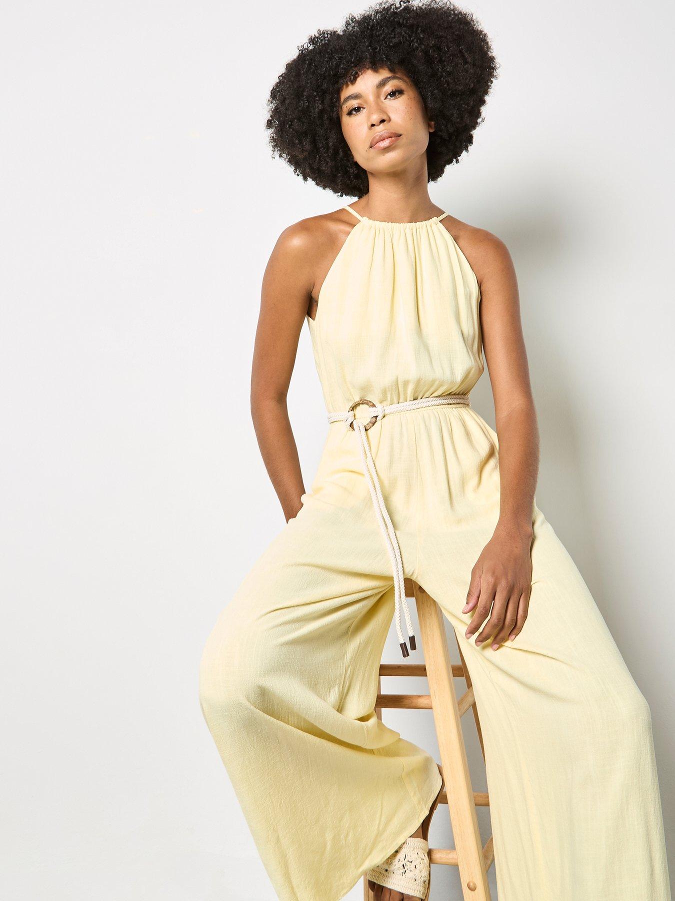 Image 3 of 4 of Apricot Halter Neck Rope Belt Jumpsuit