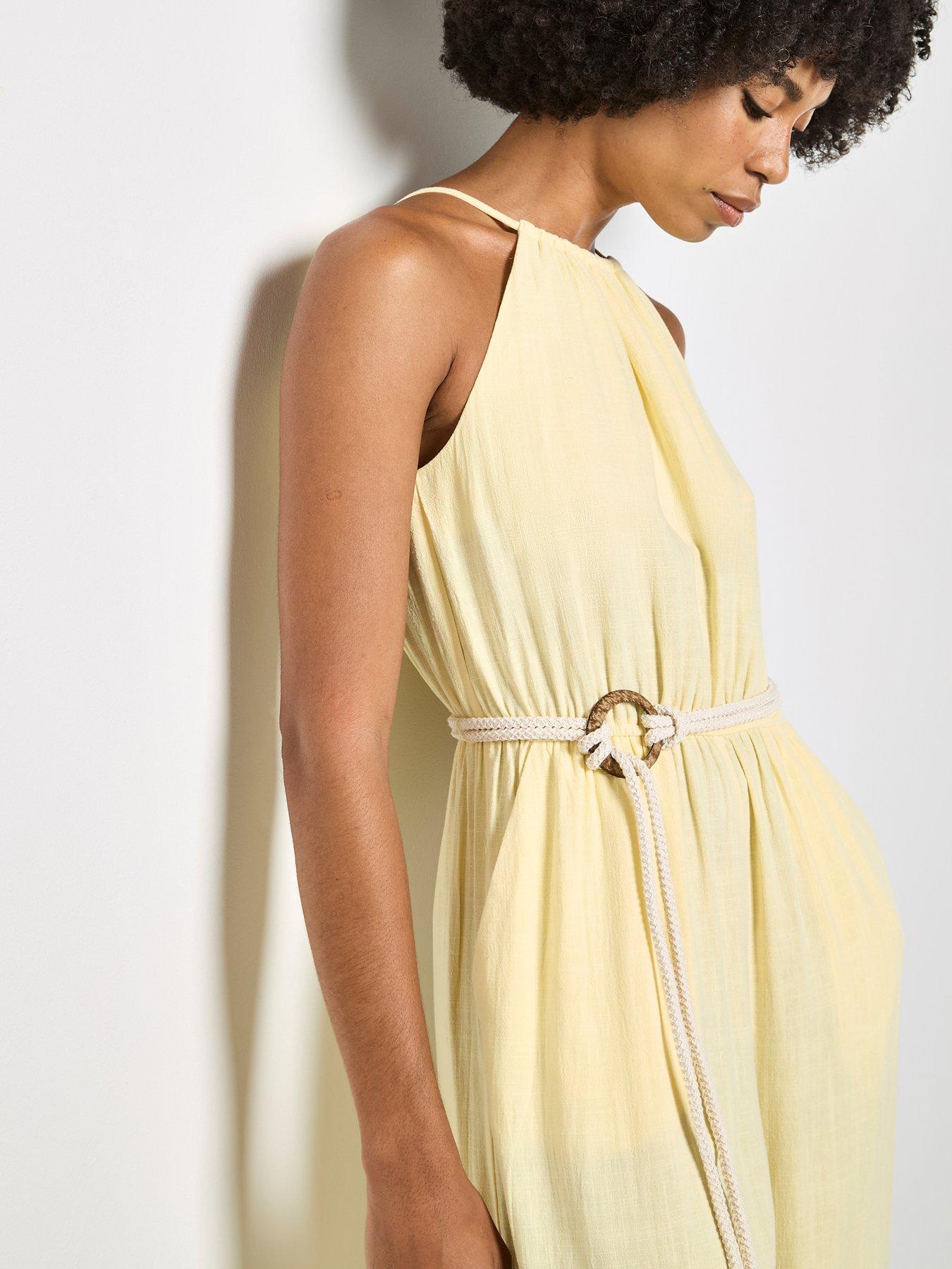Image 4 of 4 of Apricot Halter Neck Rope Belt Jumpsuit