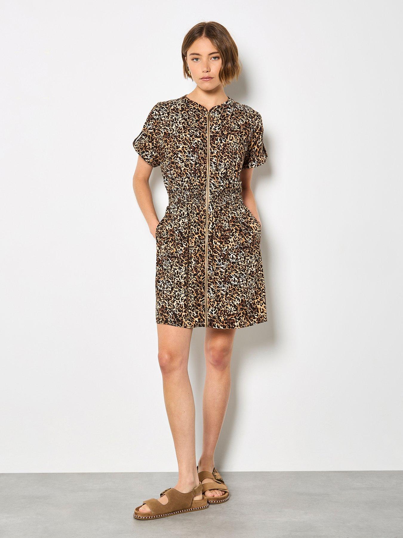 Image 3 of 4 of Apricot Apricot Zip Front Animal Utility Dress