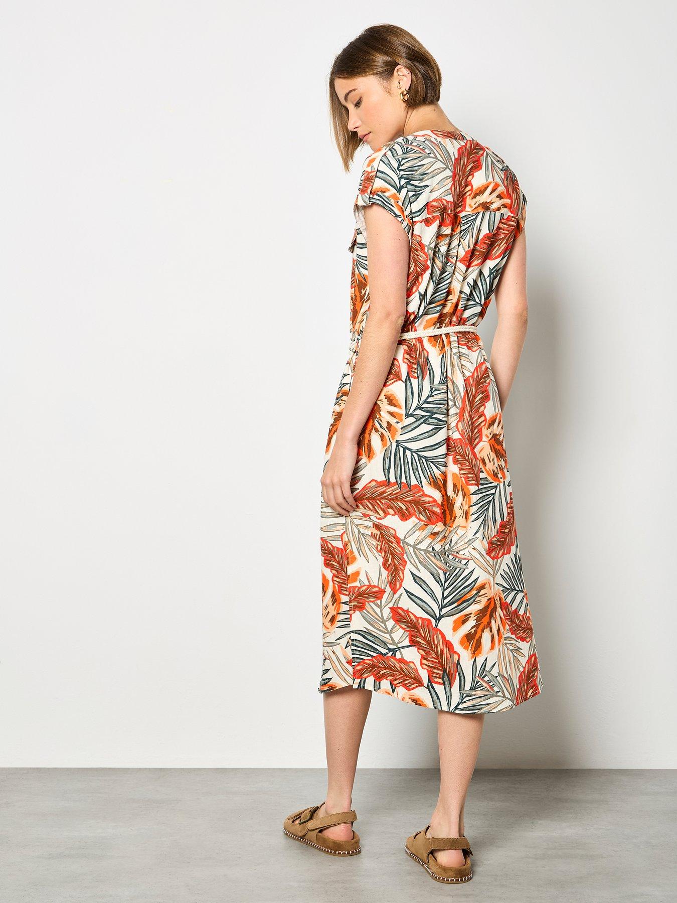 Image 2 of 4 of Apricot Painted Banana Leaf Dress