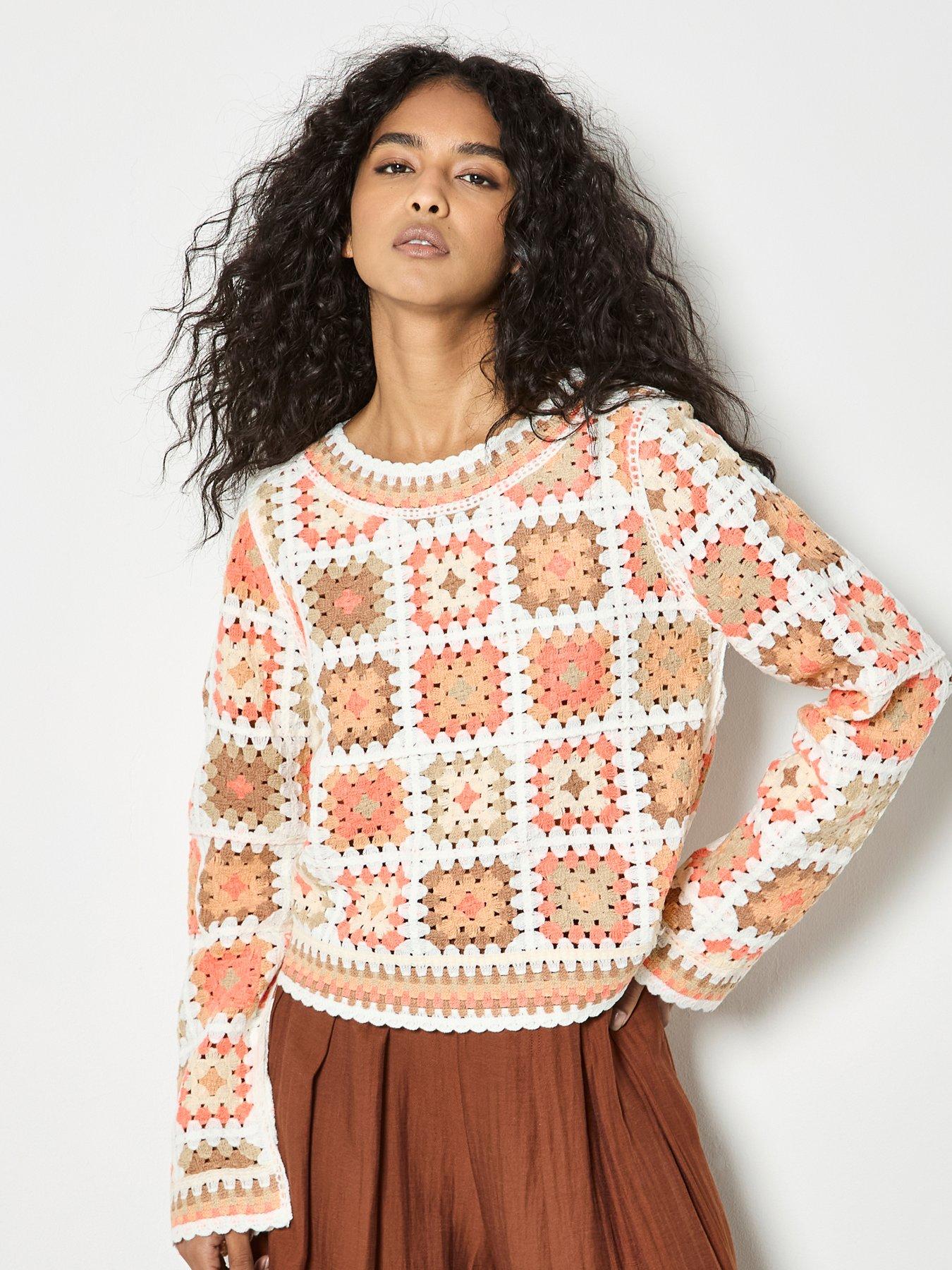 Apricot Apricot Crochet Squares Jumper
