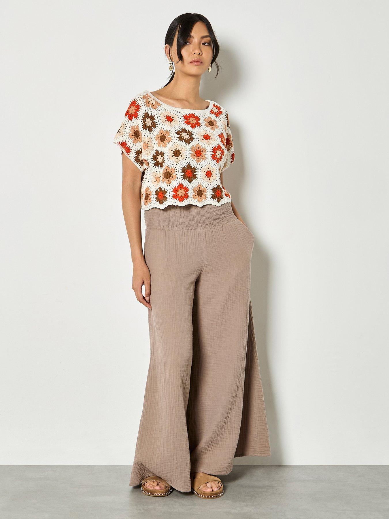 Image 3 of 4 of Apricot Hexagon Flowers Crochet Top