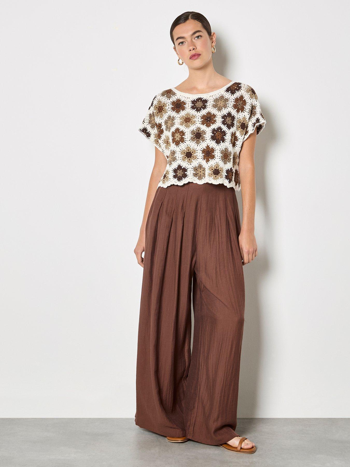 Image 3 of 4 of Apricot Hexagon Flowers Crochet Top