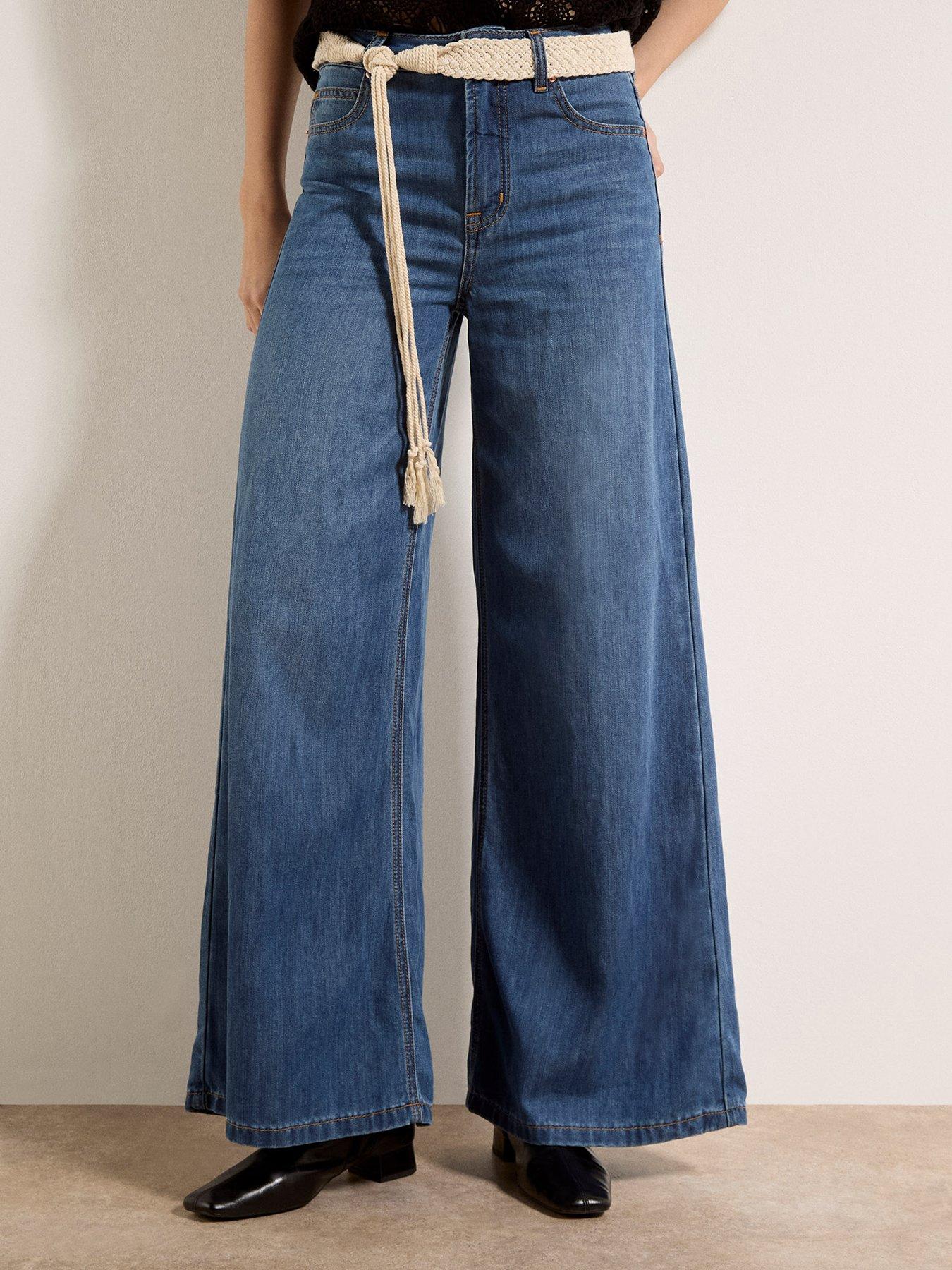 Apricot Zana Premium Wide Leg Jean - Blue