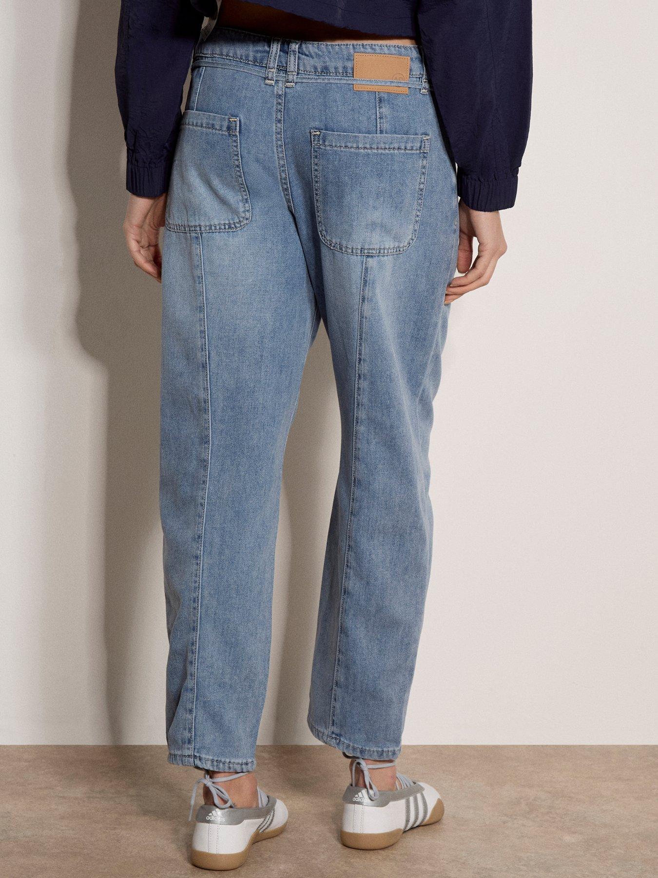 Image 2 of 5 of Apricot Tie Detail Slim Barrel Jeans - Blue