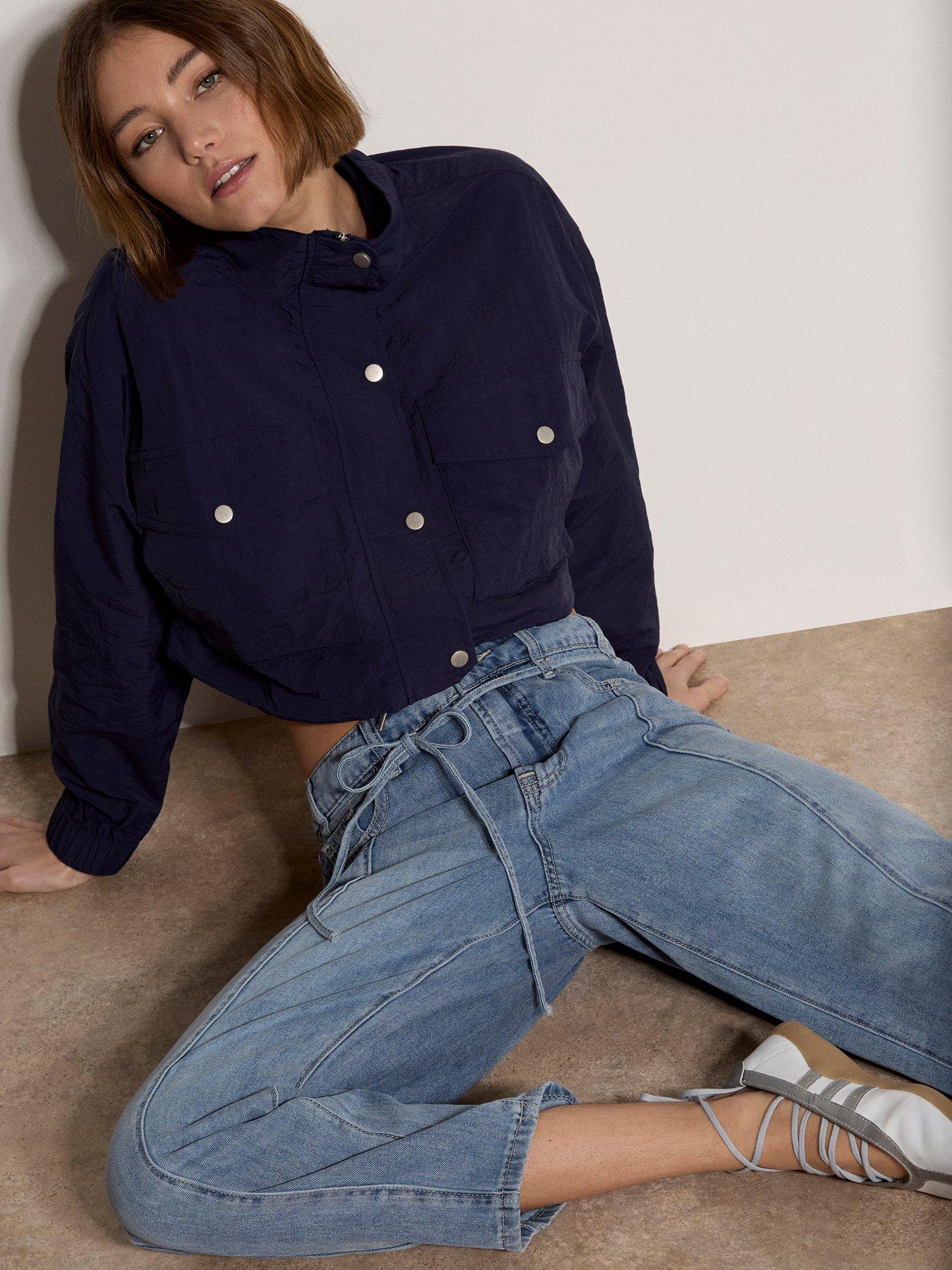Image 5 of 5 of Apricot Tie Detail Slim Barrel Jeans - Blue