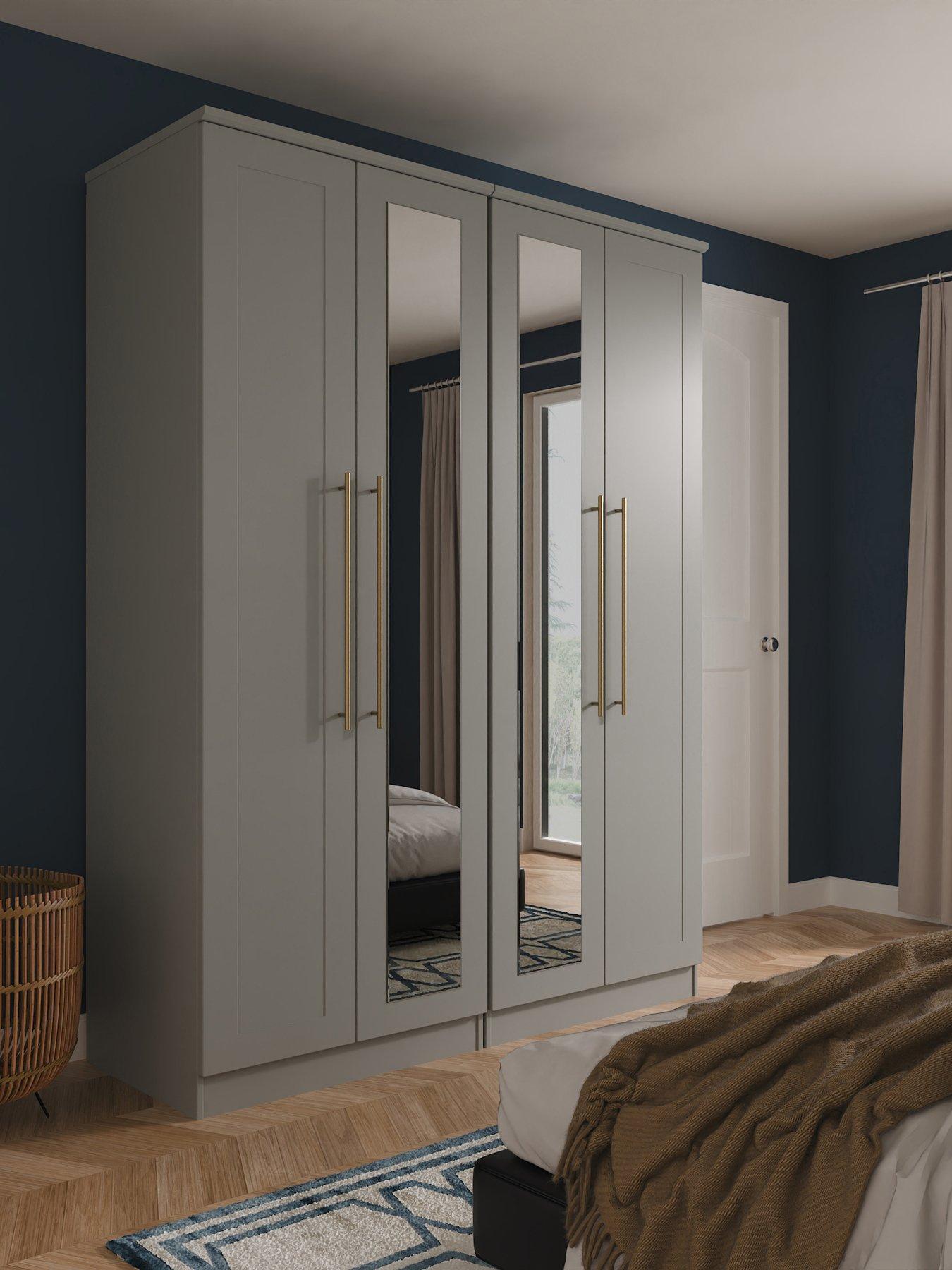 SWIFT Charlotte 4 Door Wardrobe With Mirror Ready Assembled Ready Assembled